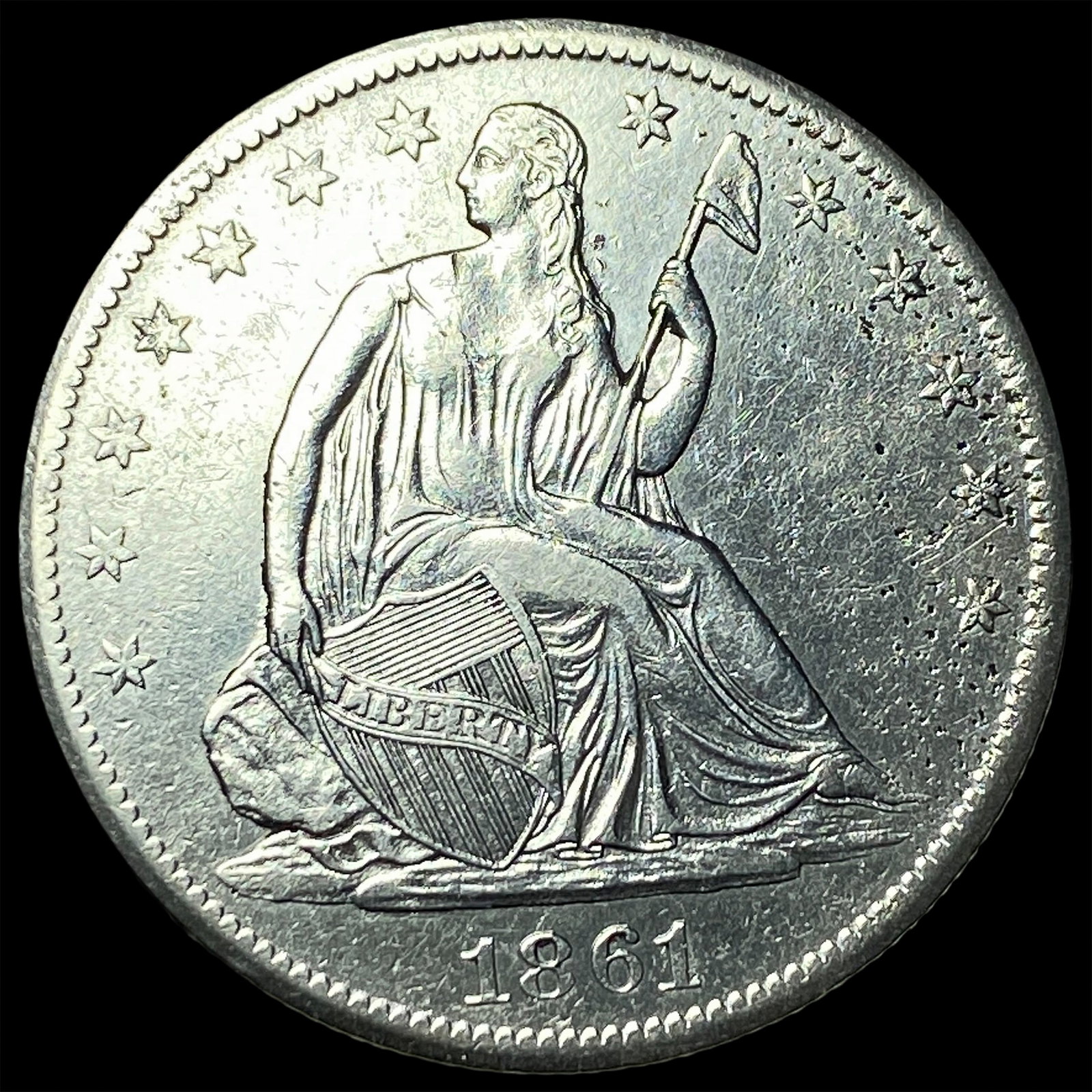 1861-S Silver Half Dollar UNCIRCULATED: 1861-S Silver Half Dollar UNCIRCULATED