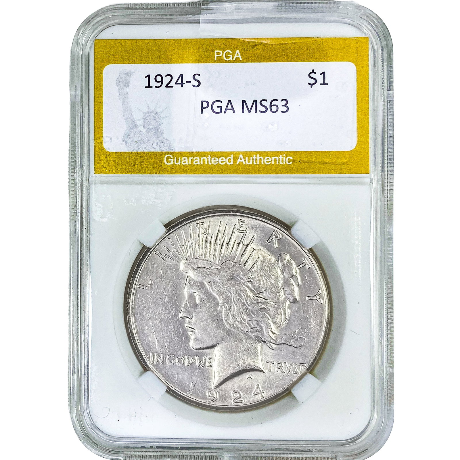 1924-S Silver Peace Dollar PGA MS63