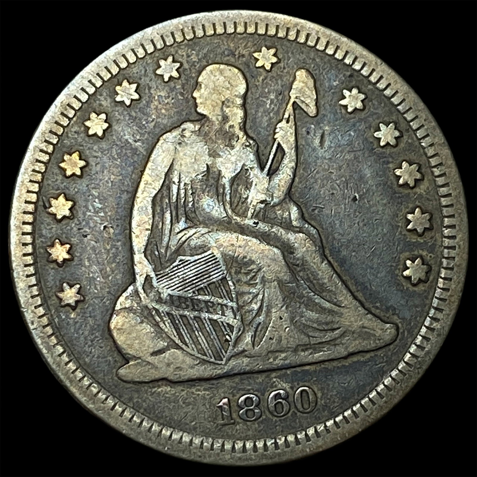 1860 Seated Liberty Quarter LIGHTLY CIRCULATED: 1860 Seated Liberty Quarter LIGHTLY CIRCULATED