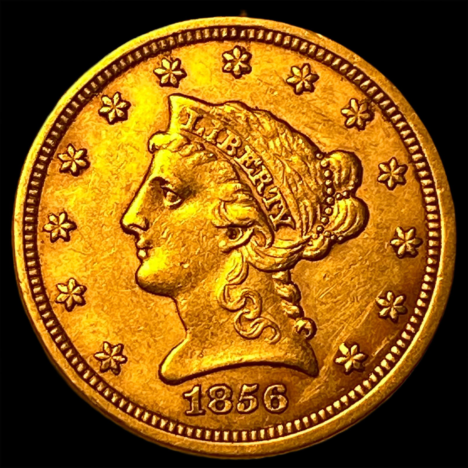 1856 Liberty Head Gold Quarter Eagle $2.50 UNCIRCULATED: 1856 Liberty Head Gold Quarter Eagle $2.50 UNCIRCULATED