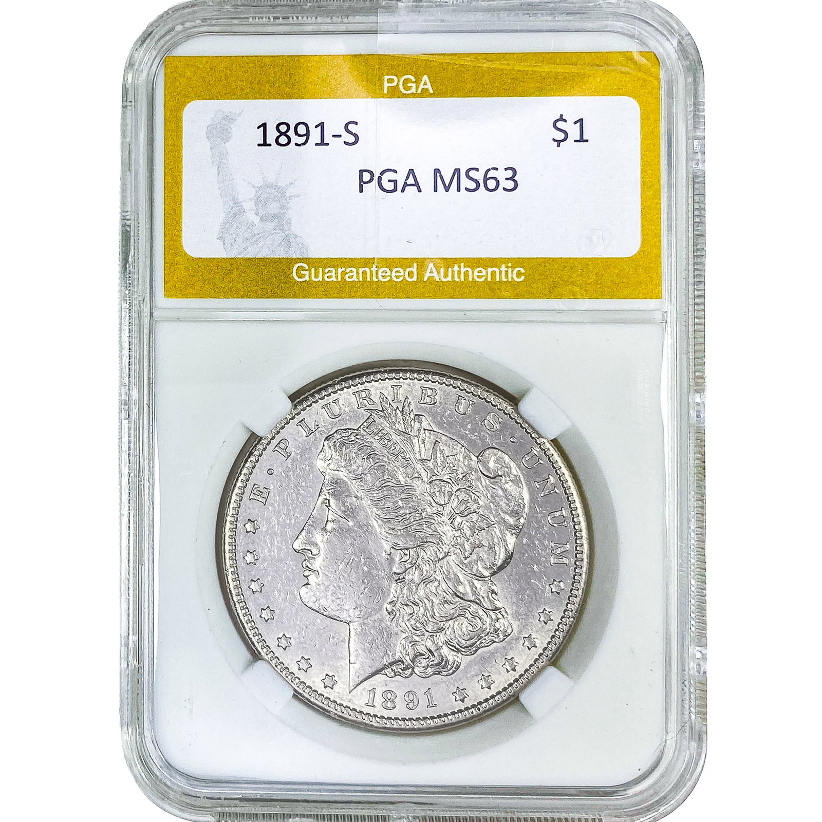 1891-S Morgan Silver Dollar PGA MS63: 1891-S Morgan Silver Dollar PGA MS63