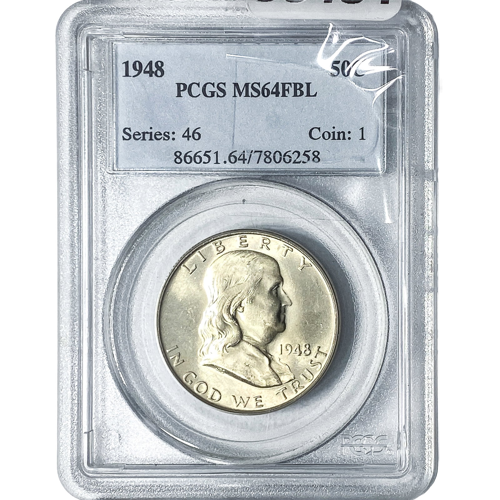 1948 Franklin Half Dollar PCGS MS64 FBL