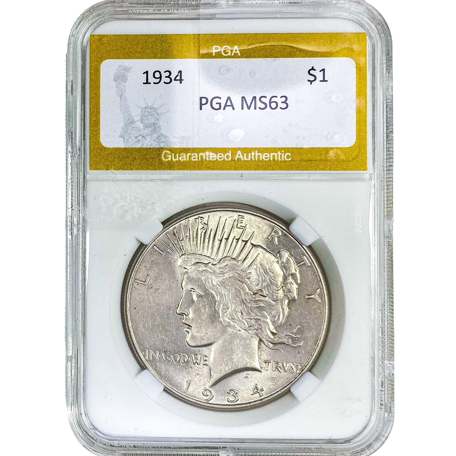 1934 Silver Peace Dollar PGA MS63