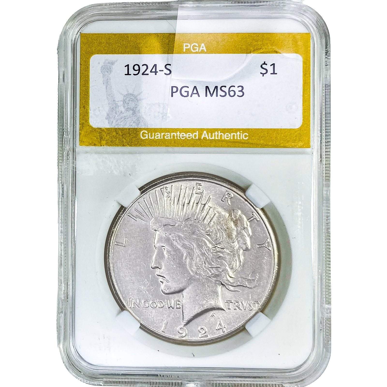 1924-S Silver Peace Dollar PGA MS63