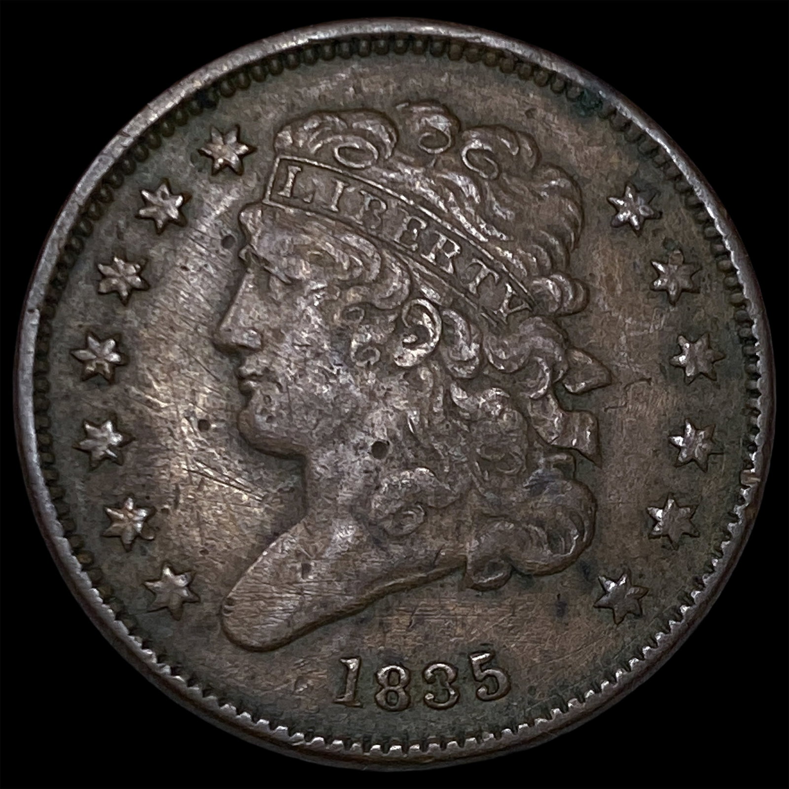 1835 Classic Head Half Cent NEARLY UNCIRCULATED: 1835 Classic Head Half Cent NEARLY UNCIRCULATED