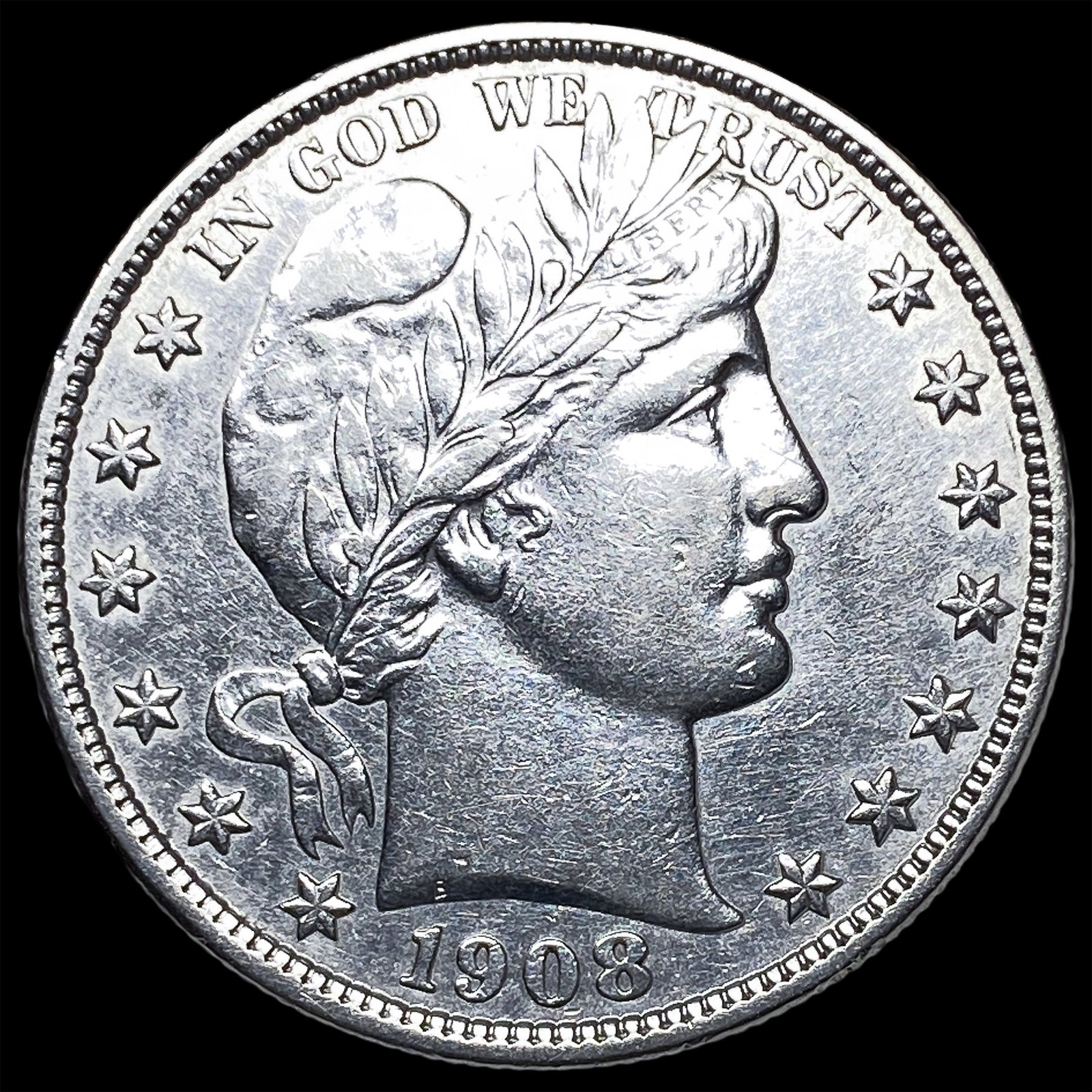 1908-D Silver Barber Half Dollar CHOICE AU: 1908-D Silver Barber Half Dollar CHOICE AU