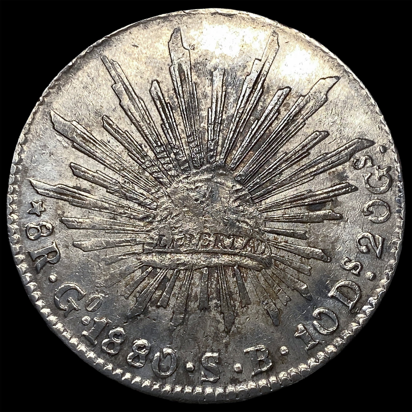 1880-SB Mexico Silver 8 Reales CLOSELY UNCIRCULATED: 1880-SB Mexico Silver 8 Reales CLOSELY UNCIRCULATED