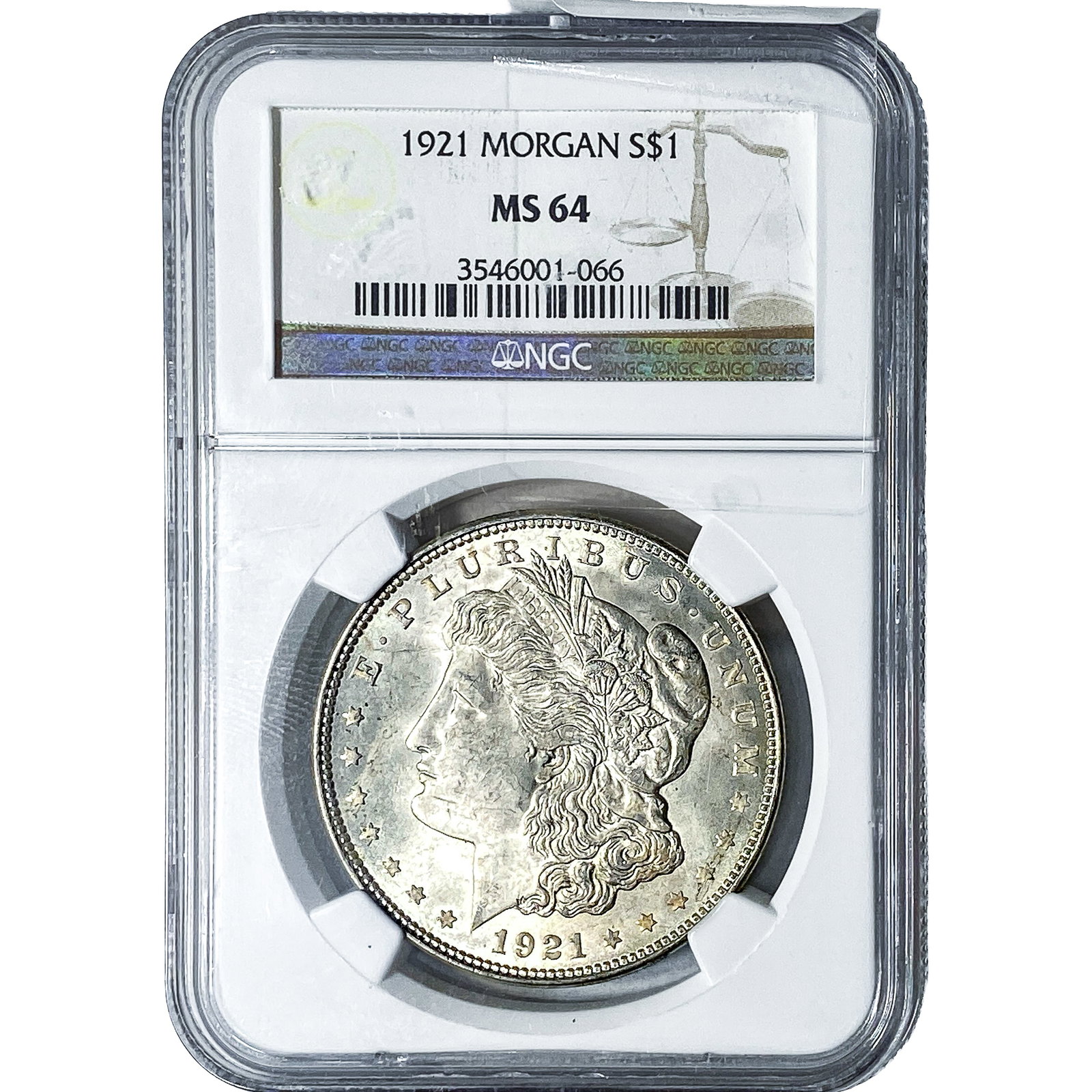 1921 Morgan Silver Dollar NGC MS64: 1921 Morgan Silver Dollar NGC MS64