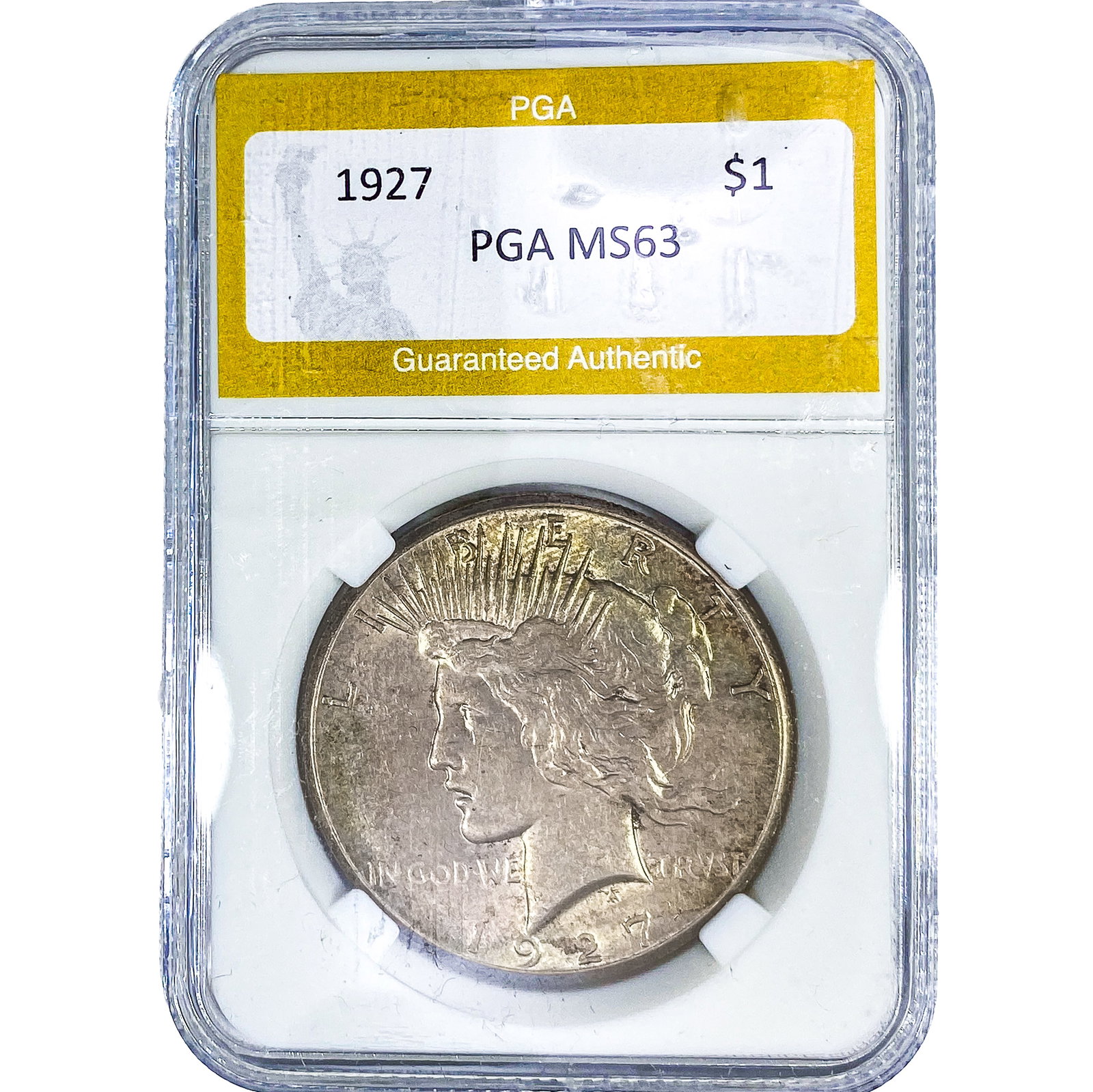 1927 Silver Peace Dollar PGA MS63: 1927 Silver Peace Dollar PGA MS63