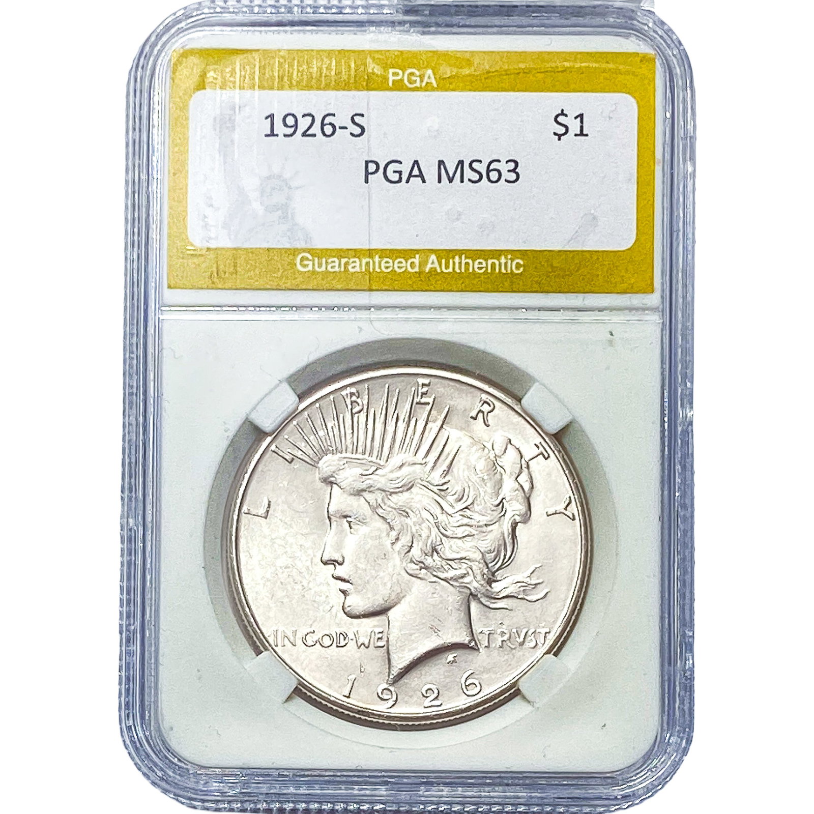 1926-S Silver Peace Dollar PGA MS63