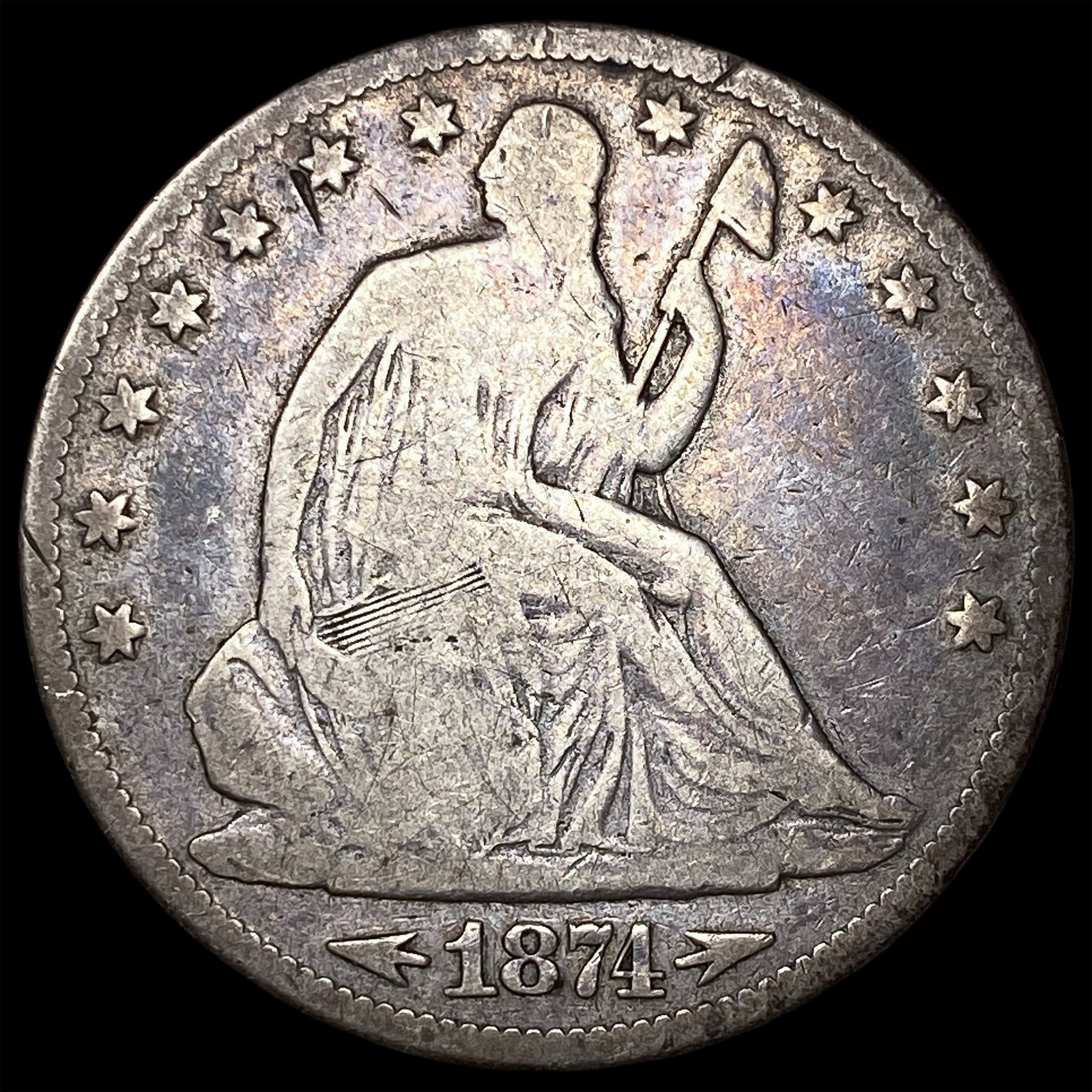 1874 Arrows Seated Liberty Half Dollar LIGHTLY CIRCULATED: 1874 Arrows Seated Liberty Half Dollar LIGHTLY CIRCULATED