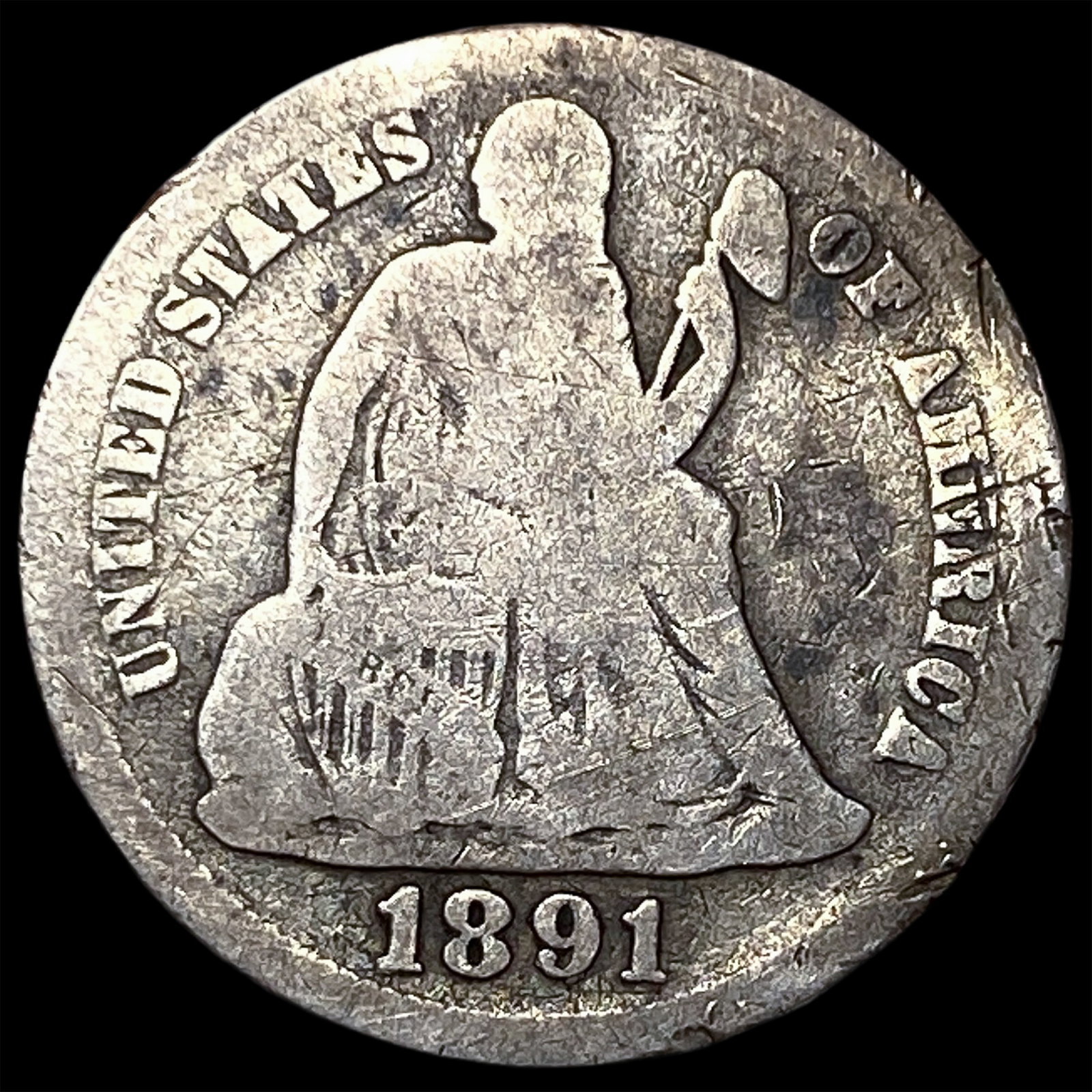 1891 Silver Dime NICELY CIRCULATED: 1891 Silver Dime NICELY CIRCULATED