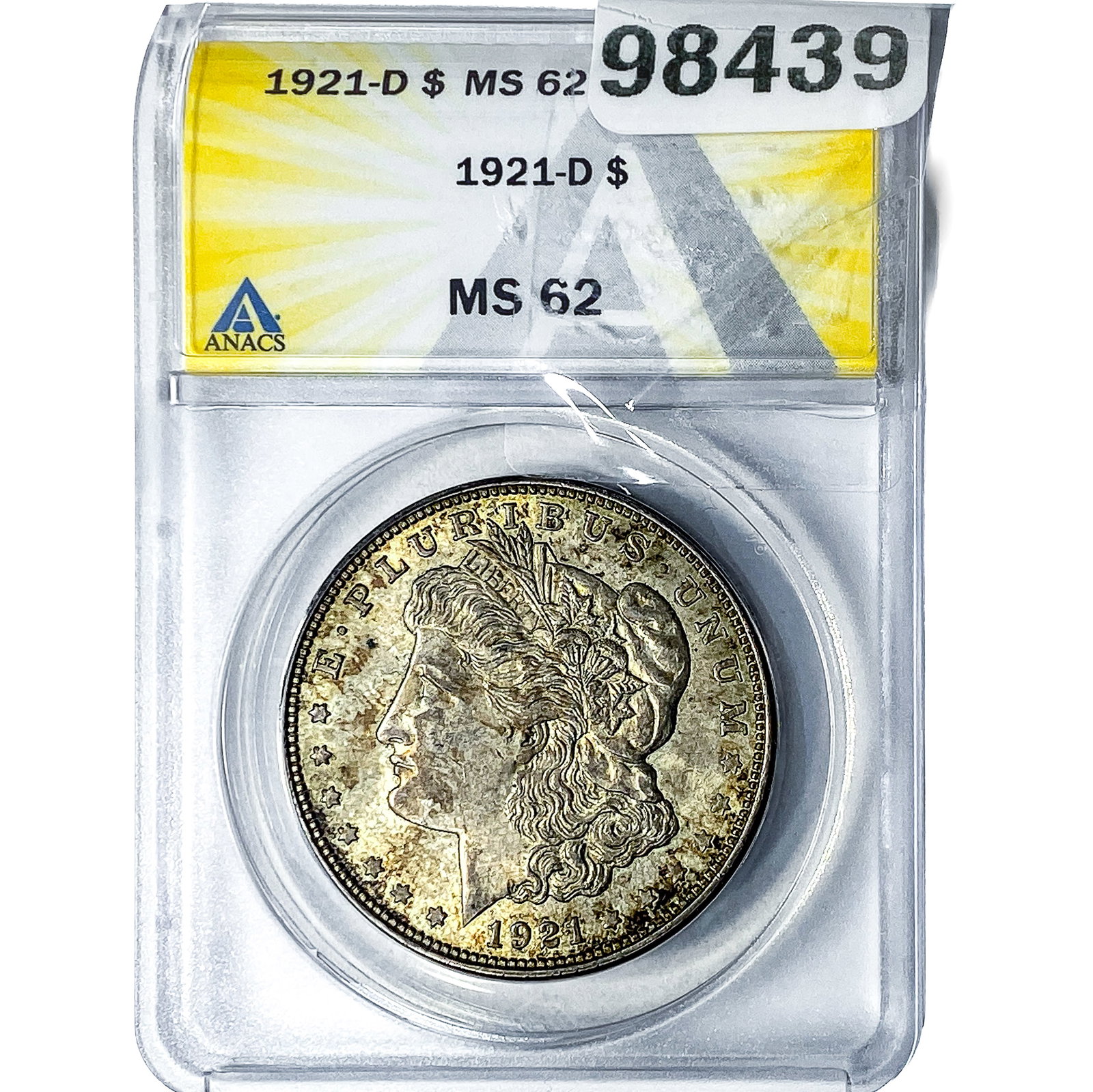 1921-D Morgan Silver Dollar ANACS MS62: 1921-D Morgan Silver Dollar ANACS MS62