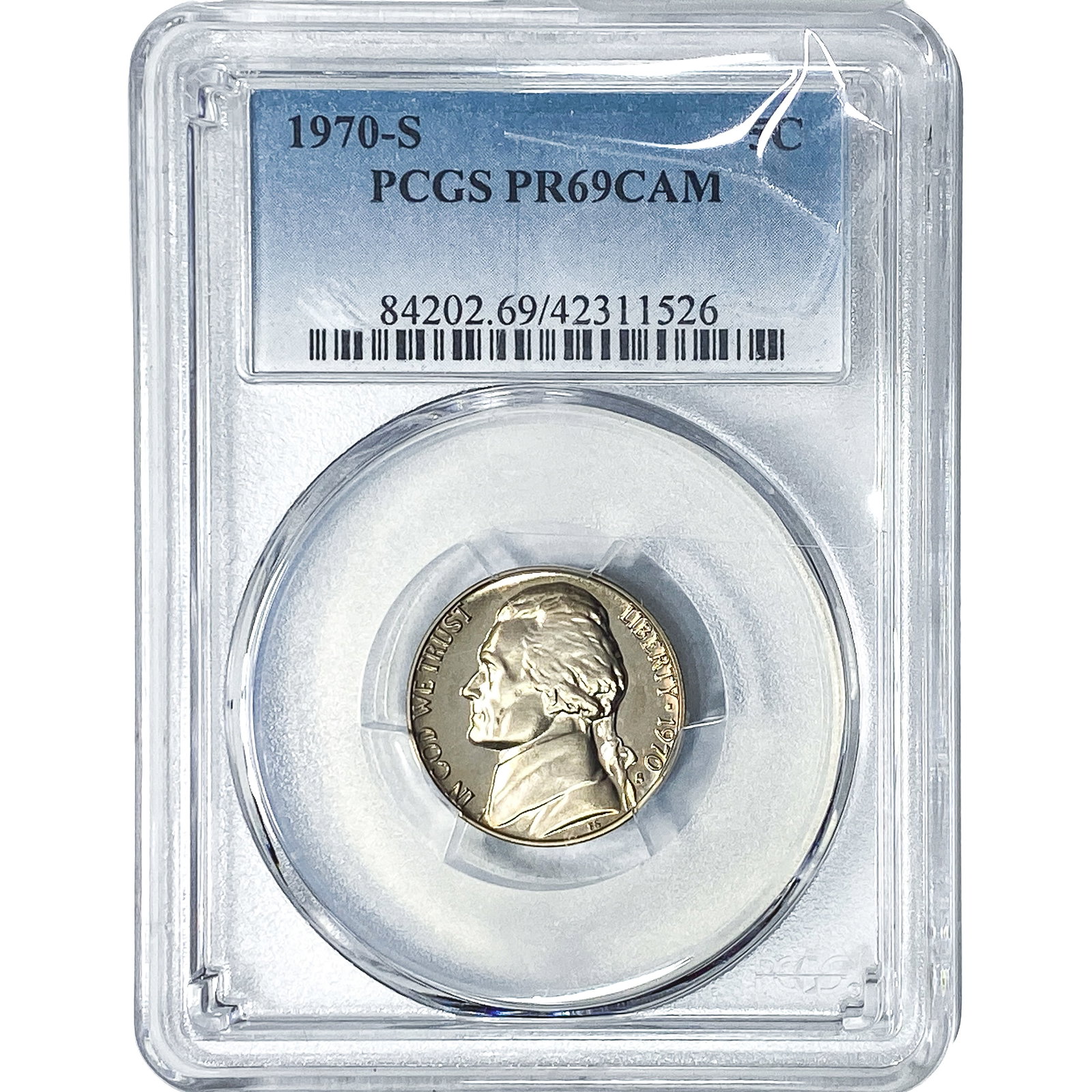 1970-S Jefferson Nickel PCGS PR69 CAM: 1970-S Jefferson Nickel PCGS PR69 CAM