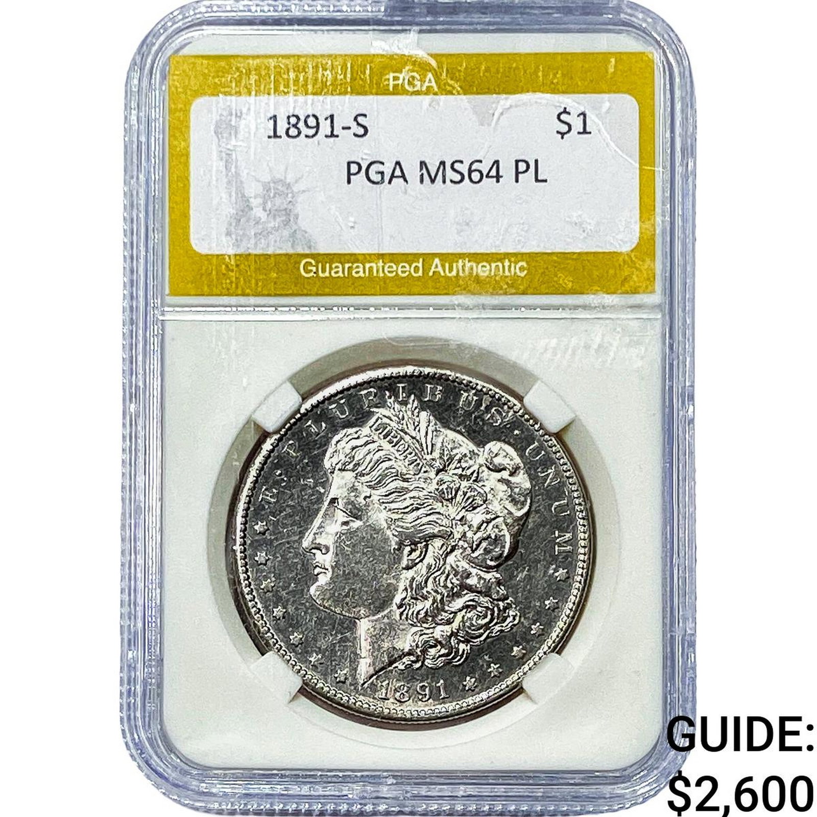 1891-S Morgan Silver Dollar PGA MS64 PL: 1891-S Morgan Silver Dollar PGA MS64 PL