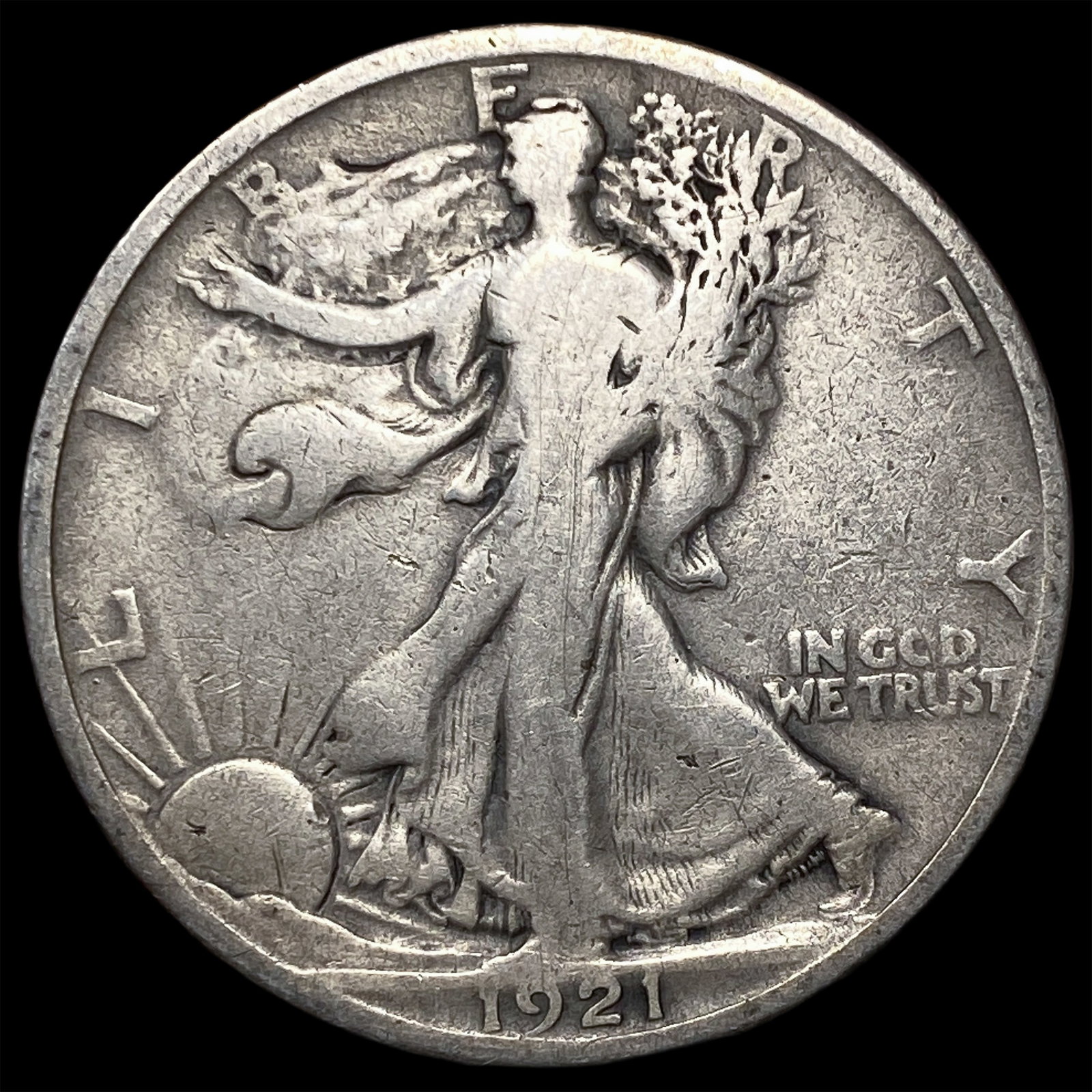 1921 Walking Liberty Half Dollar LIGHTLY CIRCULATED: 1921 Walking Liberty Half Dollar LIGHTLY CIRCULATED