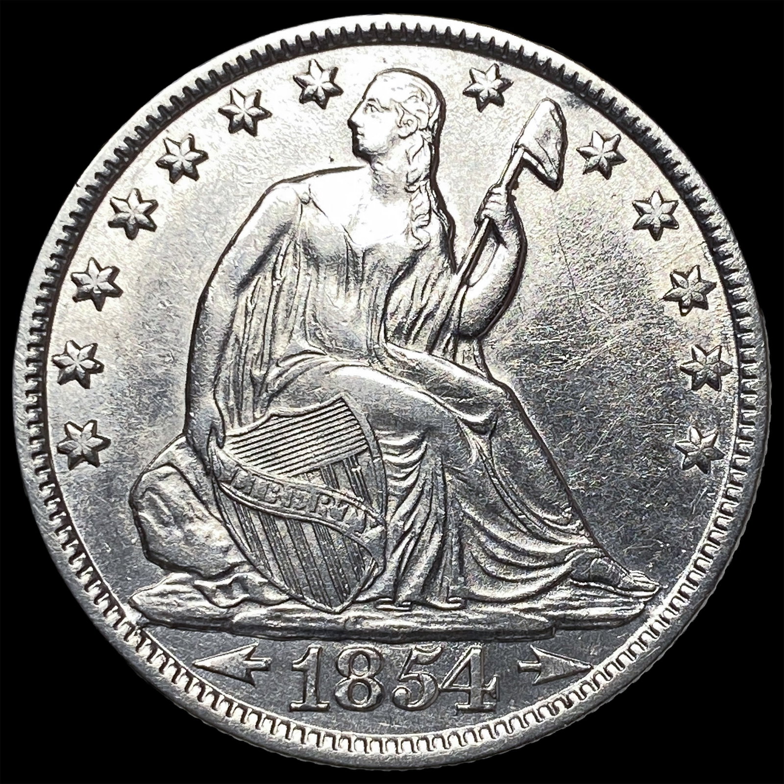 1854-O Silver Half Dollar CLOSELY UNCIRCULATED: 1854-O Silver Half Dollar CLOSELY UNCIRCULATED