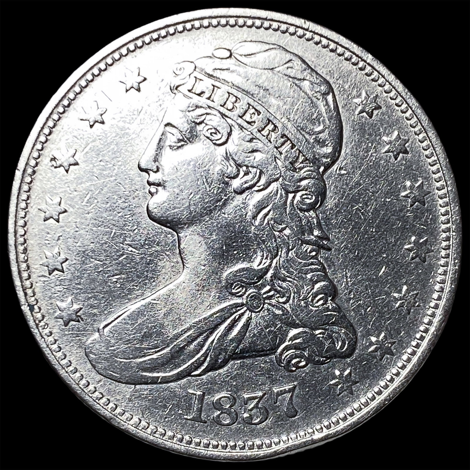 1837 Capped Bust Half Dollar CLOSELY UNCIRCULATED: 1837 Capped Bust Half Dollar CLOSELY UNCIRCULATED