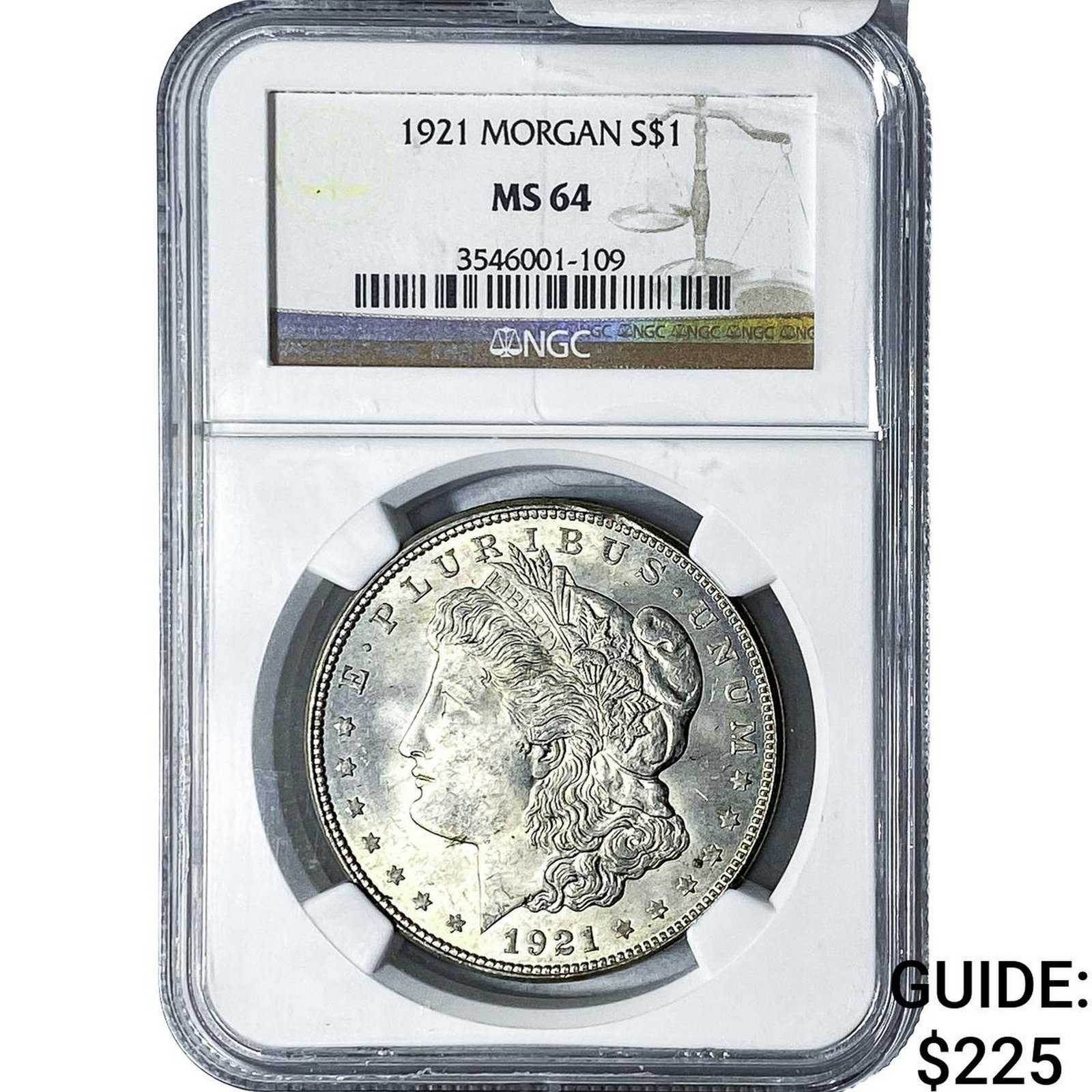 1921 Morgan Silver Dollar NGC MS64: 1921 Morgan Silver Dollar NGC MS64