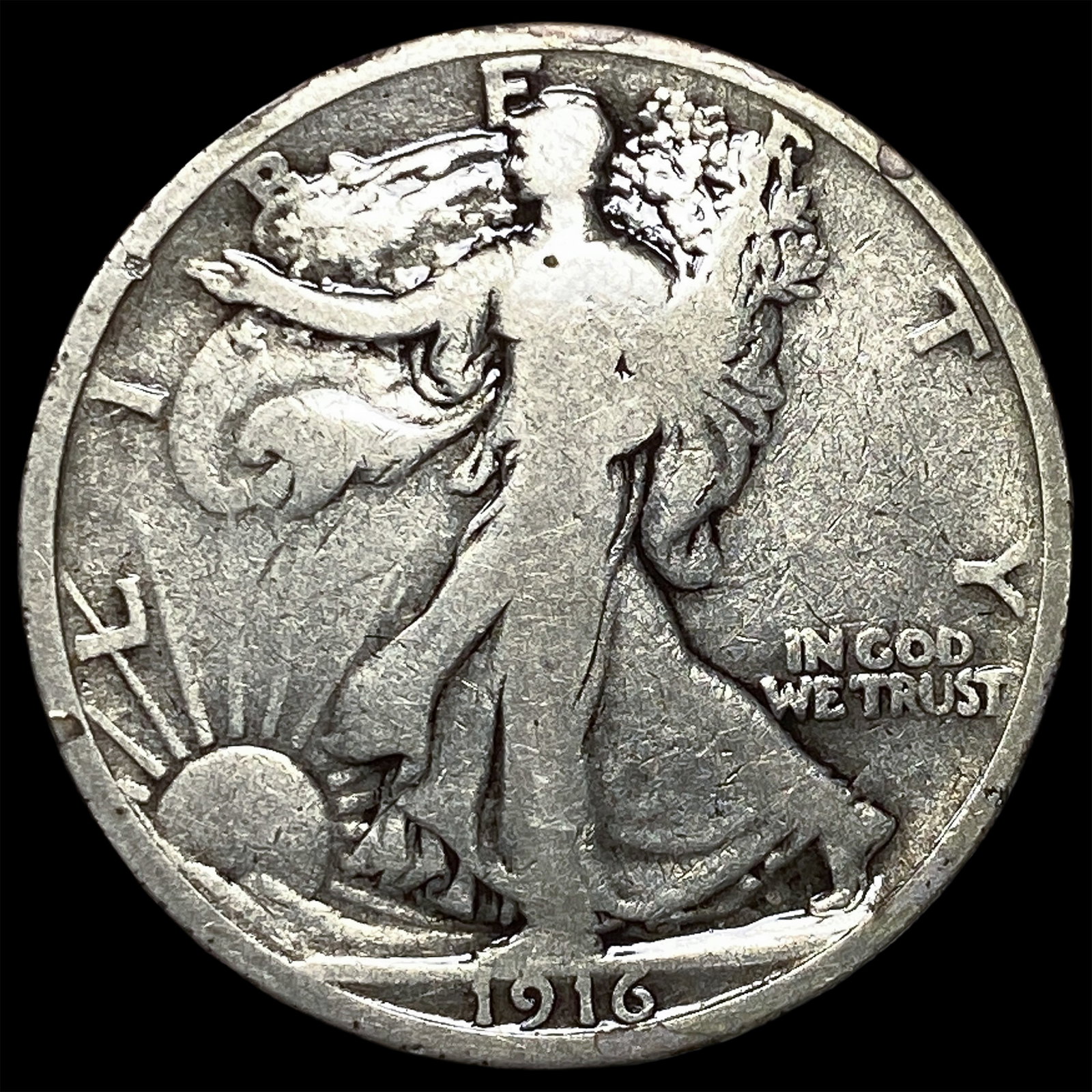 1916 Walking Liberty Half Dollar LIGHTLY CIRCULATED: 1916 Walking Liberty Half Dollar LIGHTLY CIRCULATED