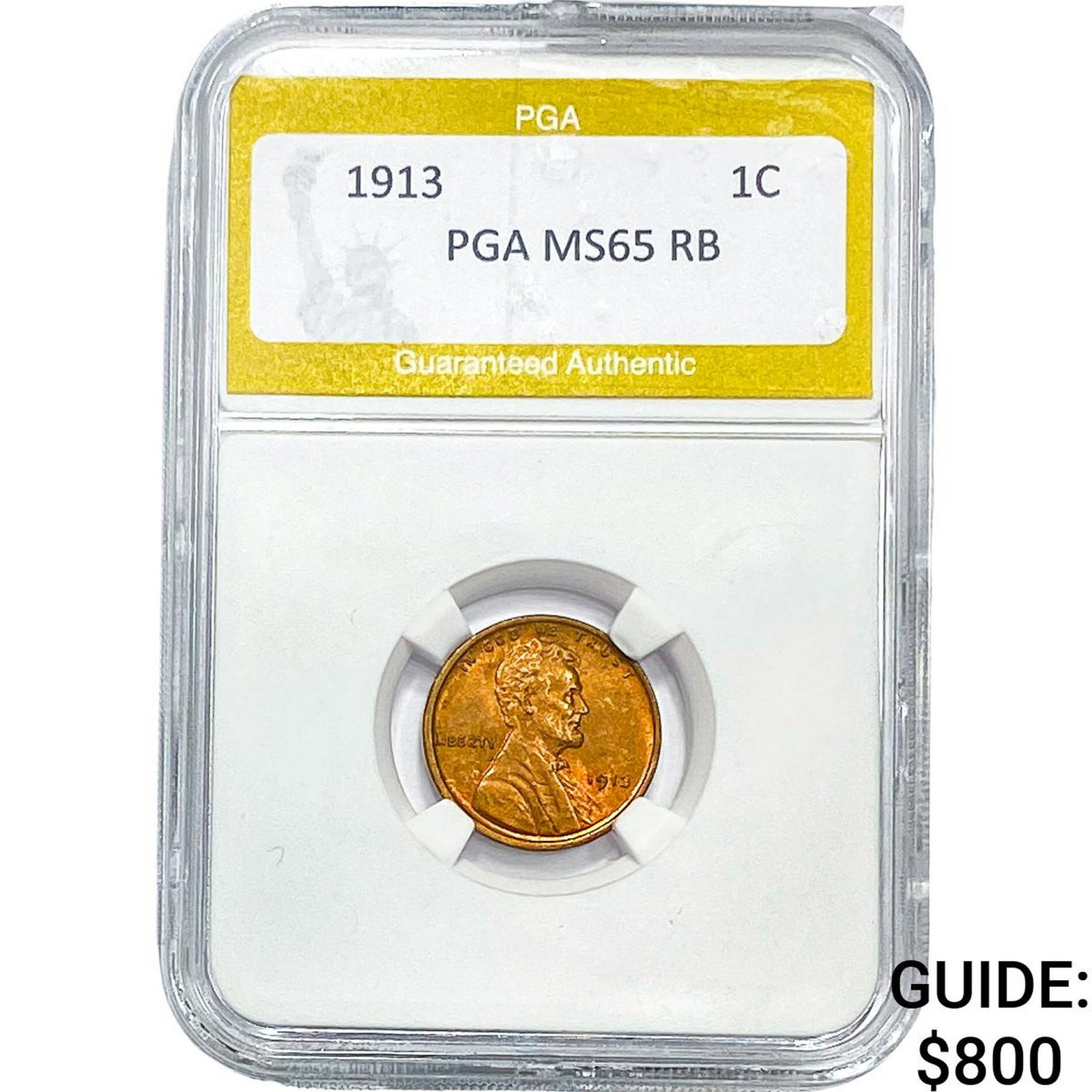 1913 Wheat Cent PGA MS65 RB: 1913 Wheat Cent PGA MS65 RB