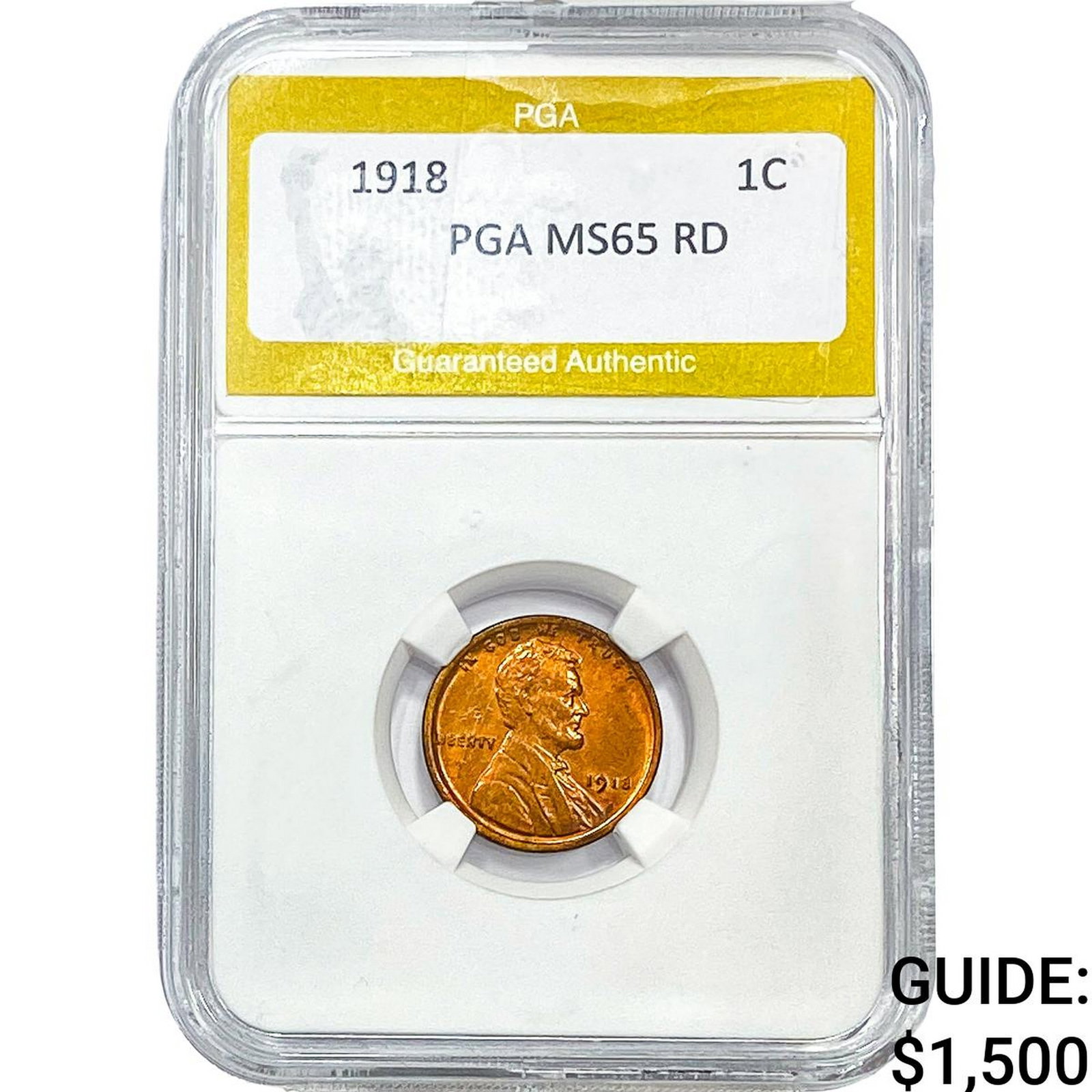 1918 Wheat Cent PGA MS65 RD: 1918 Wheat Cent PGA MS65 RD