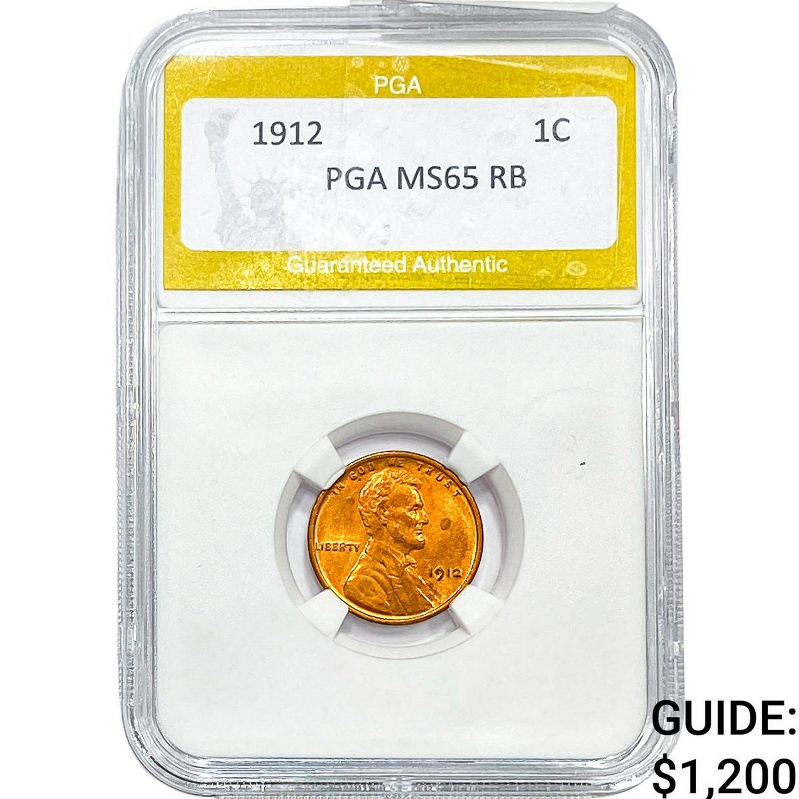 1912 Wheat Cent PGA MS65 RB: 1912 Wheat Cent PGA MS65 RB