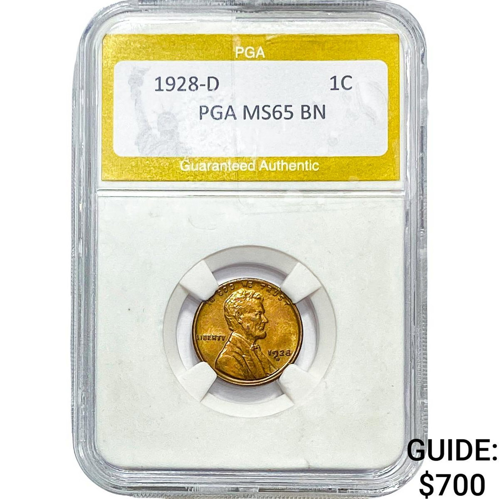 1928-D Wheat Cent PGA MS65 BN: 1928-D Wheat Cent PGA MS65 BN