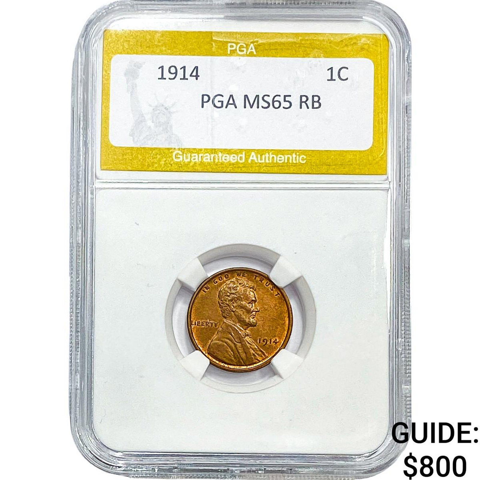 1914 Wheat Cent PGA MS65 RB: 1914 Wheat Cent PGA MS65 RB