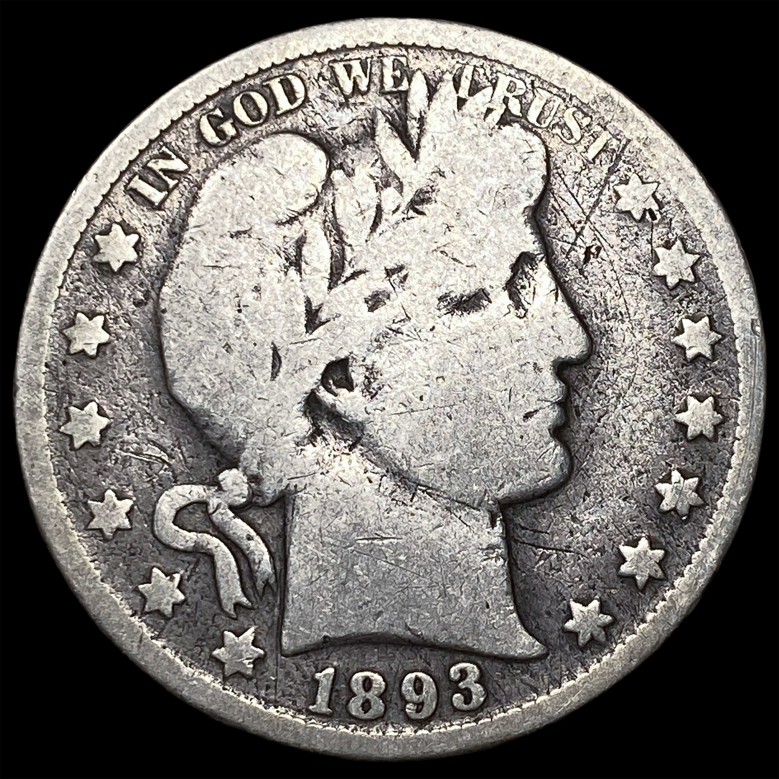 1893-S Silver Barber Half Dollar NICELY CIRCULATED: 1893-S Silver Barber Half Dollar NICELY CIRCULATED