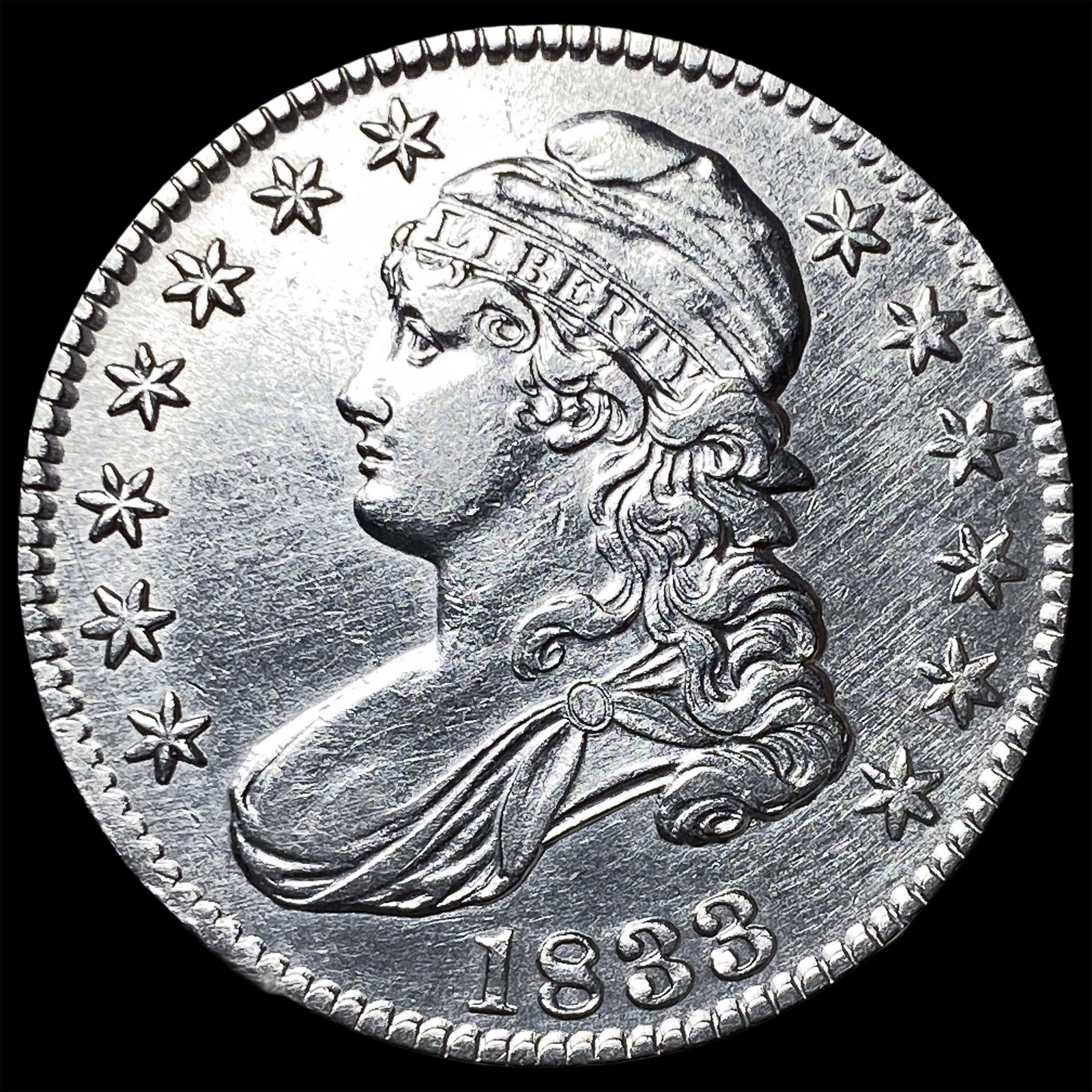 1833 Capped Bust Half Dollar CLOSELY UNCIRCULATED: 1833 Capped Bust Half Dollar CLOSELY UNCIRCULATED