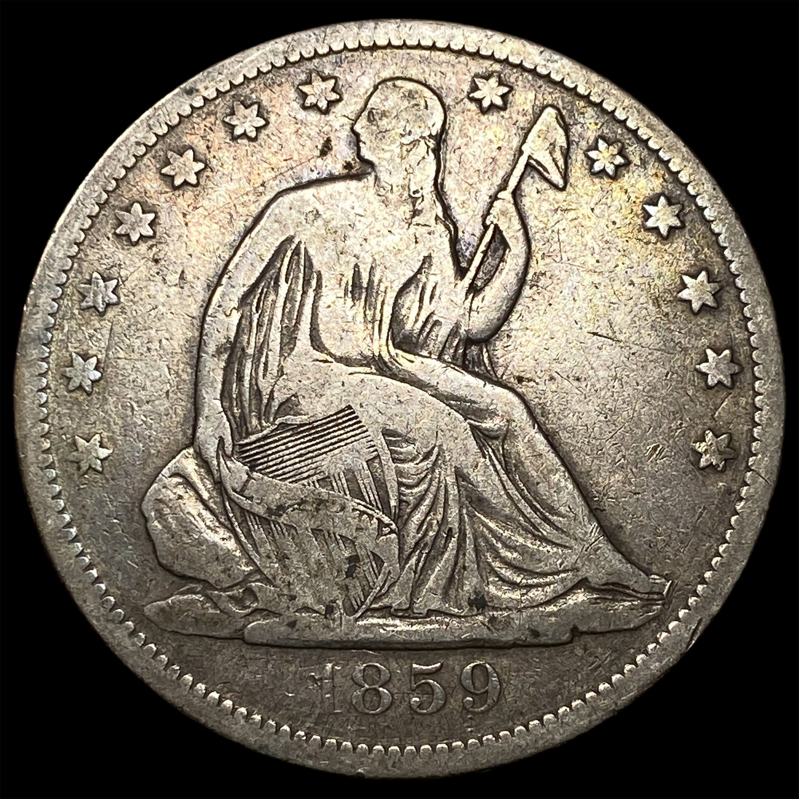1859-S Silver Half Dollar LIGHTLY CIRCULATED: 1859-S Silver Half Dollar LIGHTLY CIRCULATED