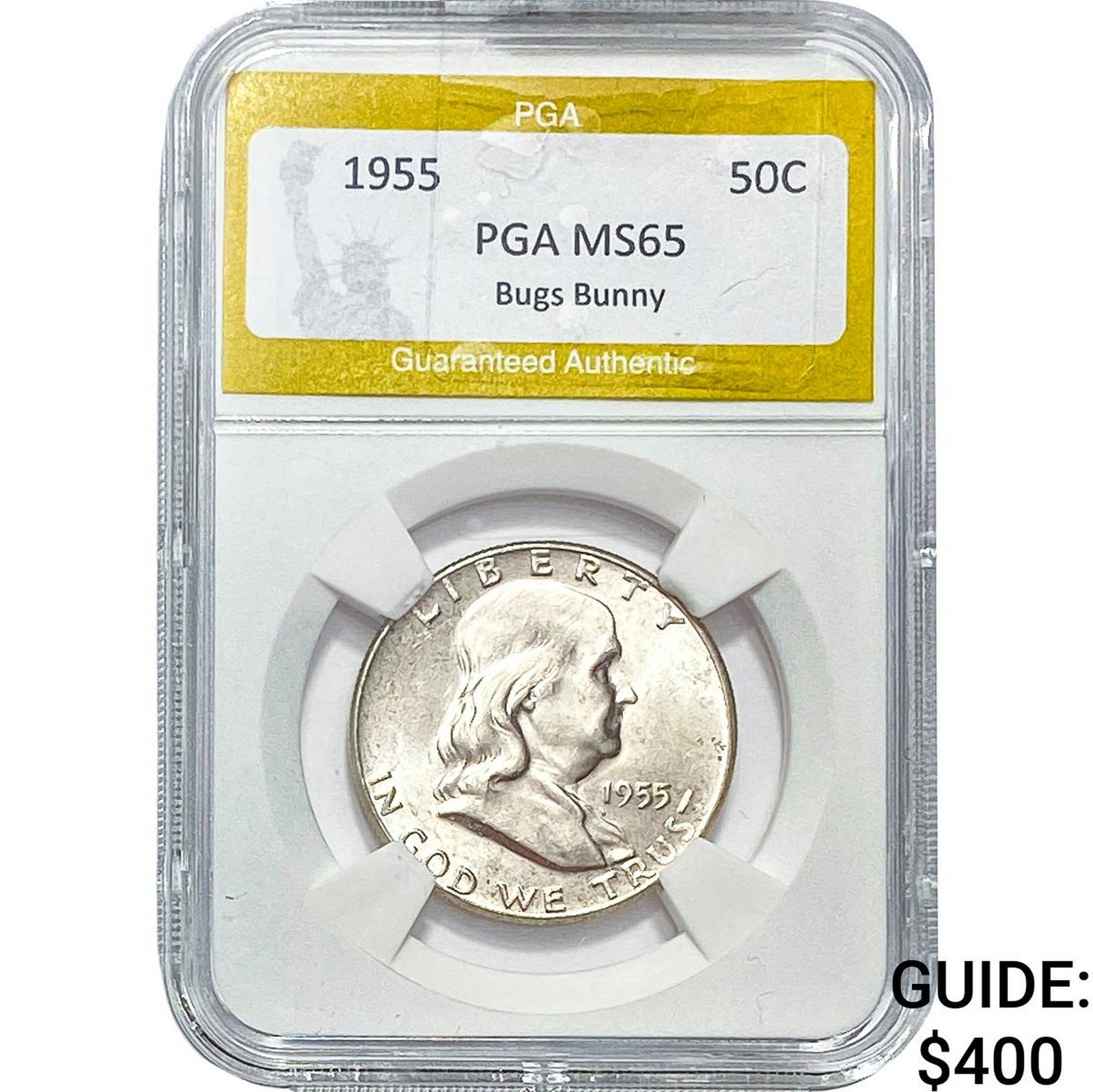 1955 Franklin Half Dollar PGA MS65 Bugs Bunny: 1955 Franklin Half Dollar PGA MS65 Bugs Bunny
