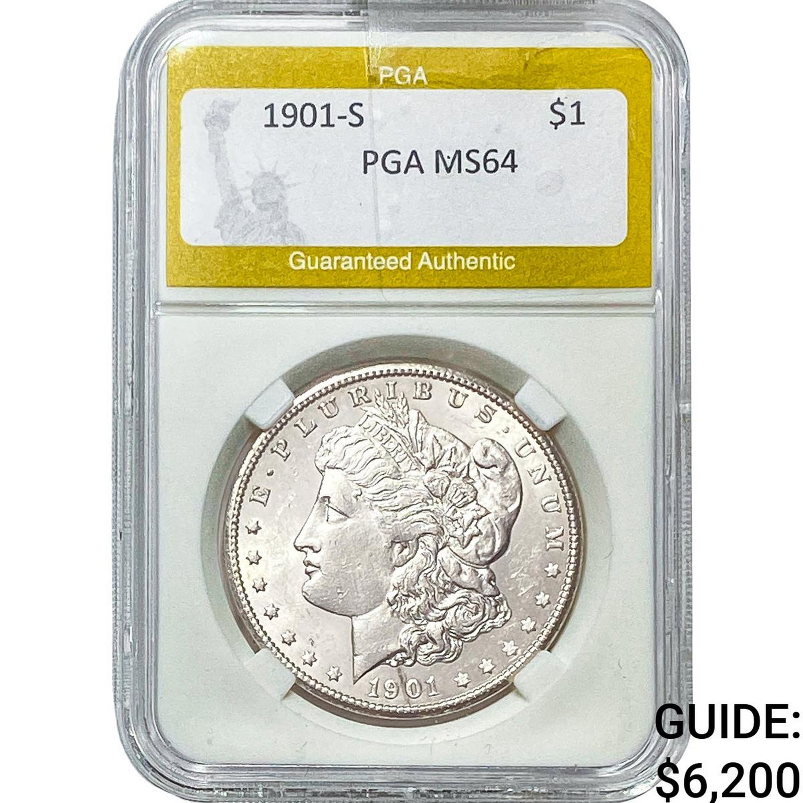 1901-S Morgan Silver Dollar PGA MS64: 1901-S Morgan Silver Dollar PGA MS64