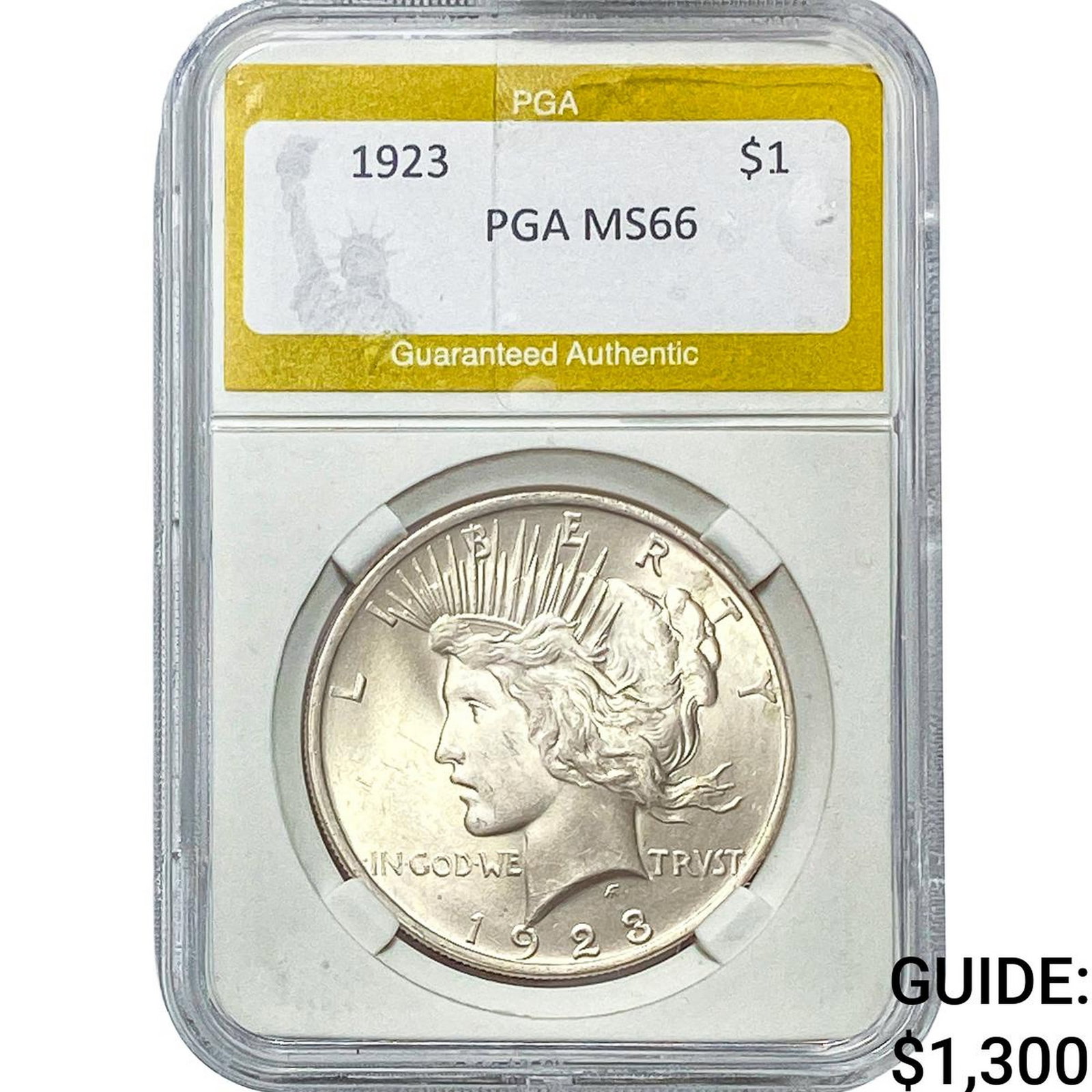 1923 Silver Peace Dollar PGA MS66: 1923 Silver Peace Dollar PGA MS66