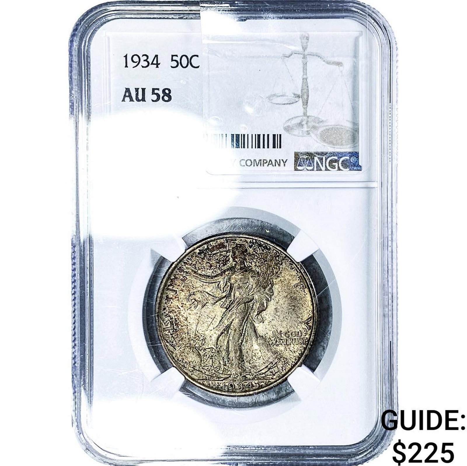 1934 Walking Liberty Half Dollar NGC AU58: 1934 Walking Liberty Half Dollar NGC AU58