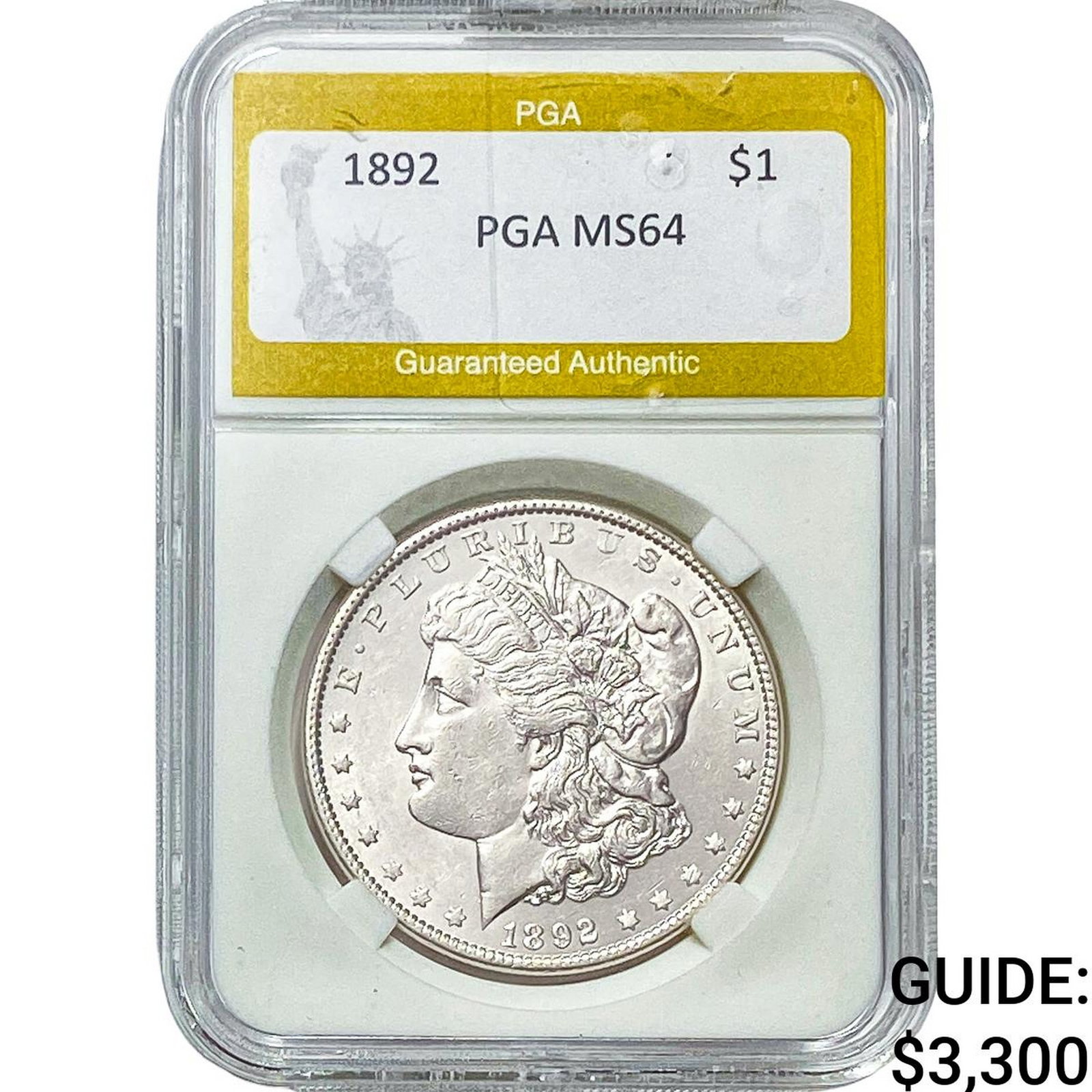 1892 Morgan Silver Dollar PGA MS64: 1892 Morgan Silver Dollar PGA MS64