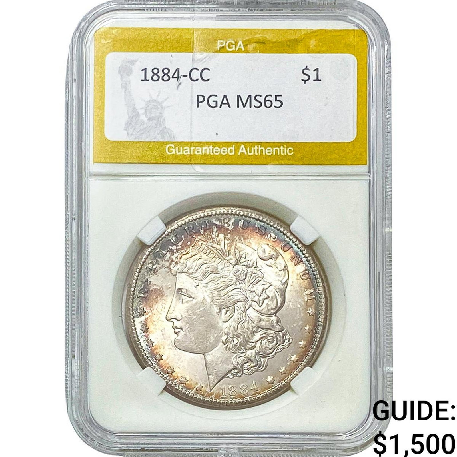 1884-CC Morgan Silver Dollar PGA MS65: 1884-CC Morgan Silver Dollar PGA MS65