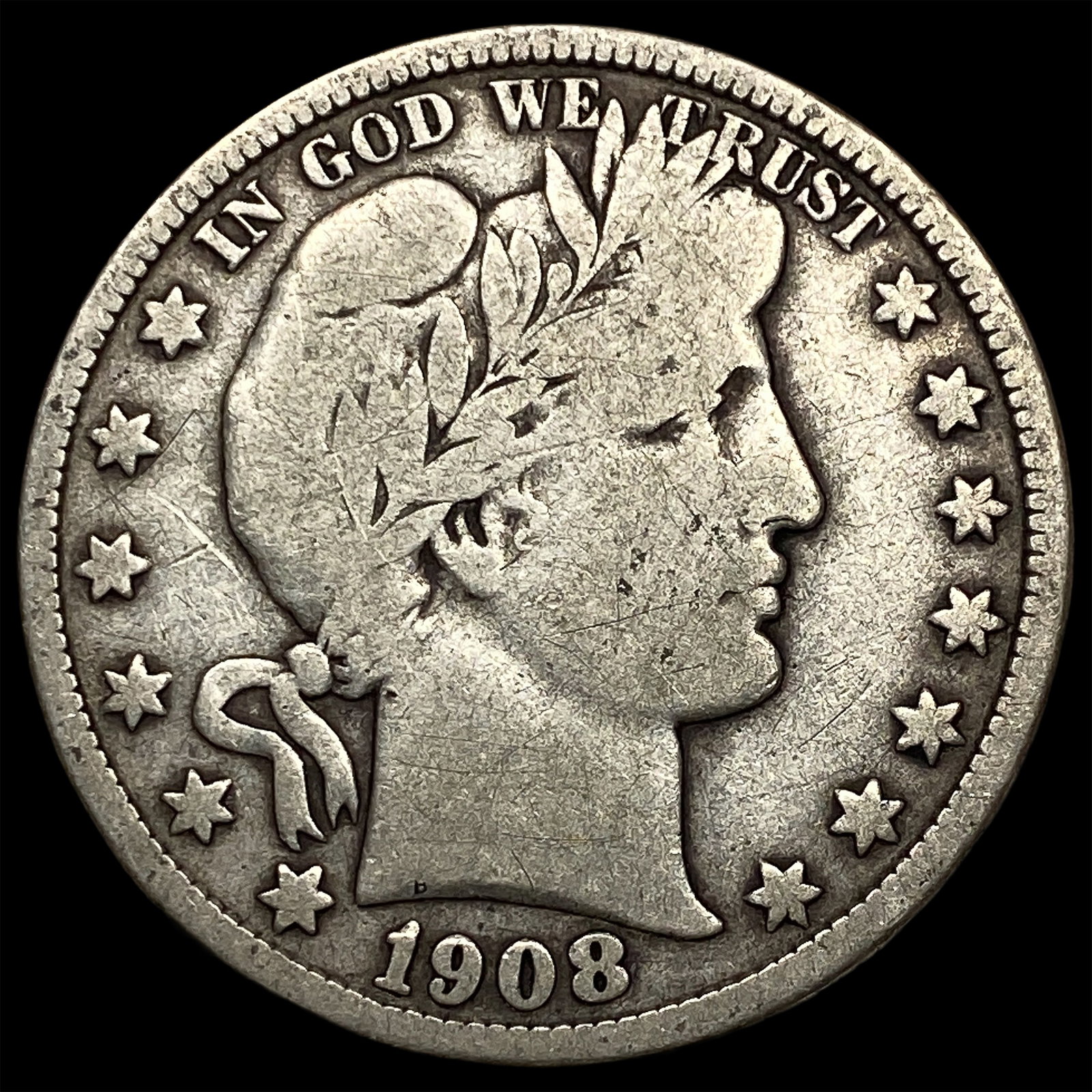 1908-D Silver Barber Half Dollar LIGHTLY CIRCULATED