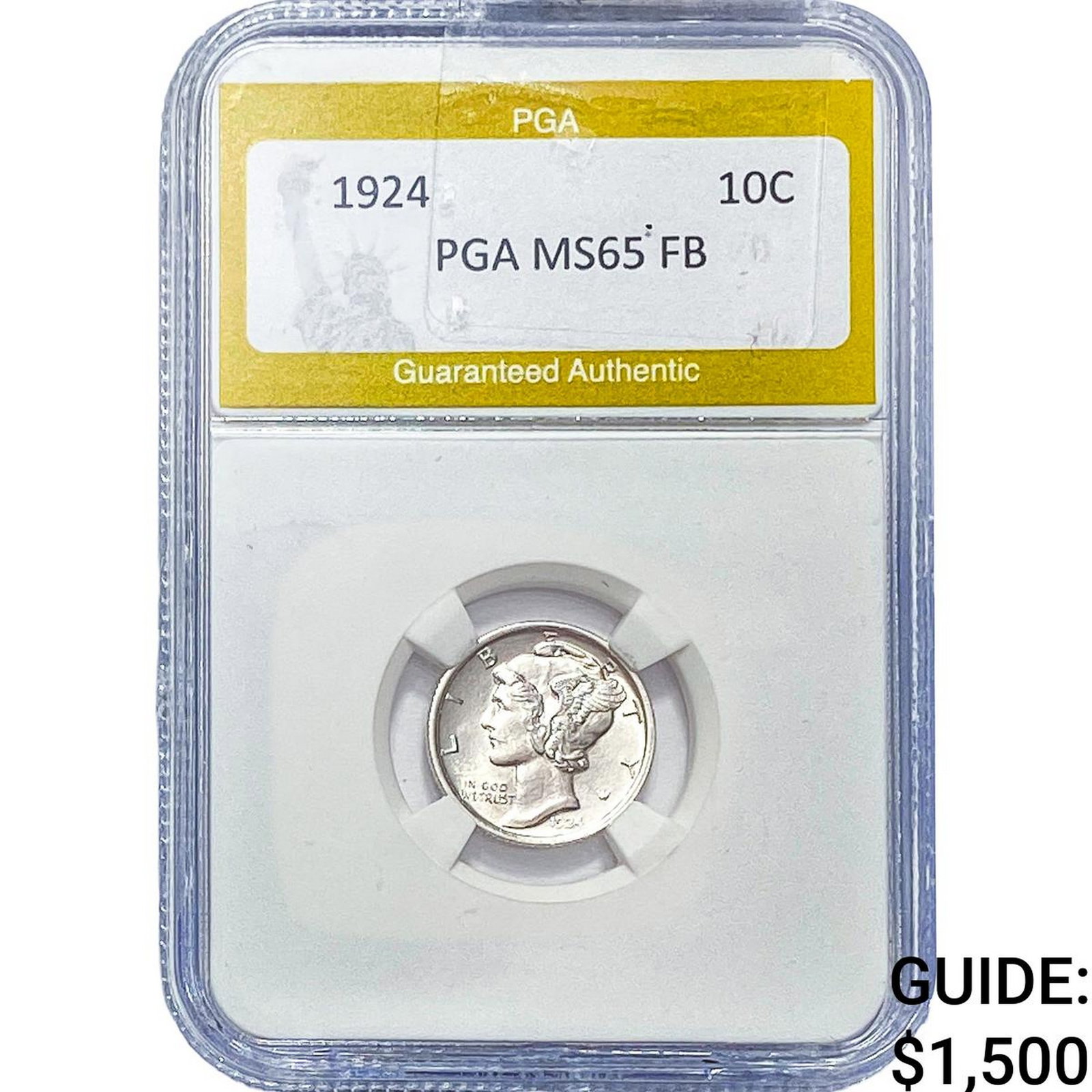 1924 Mercury Silver Dime PGA MS65 FB: 1924 Mercury Silver Dime PGA MS65 FB