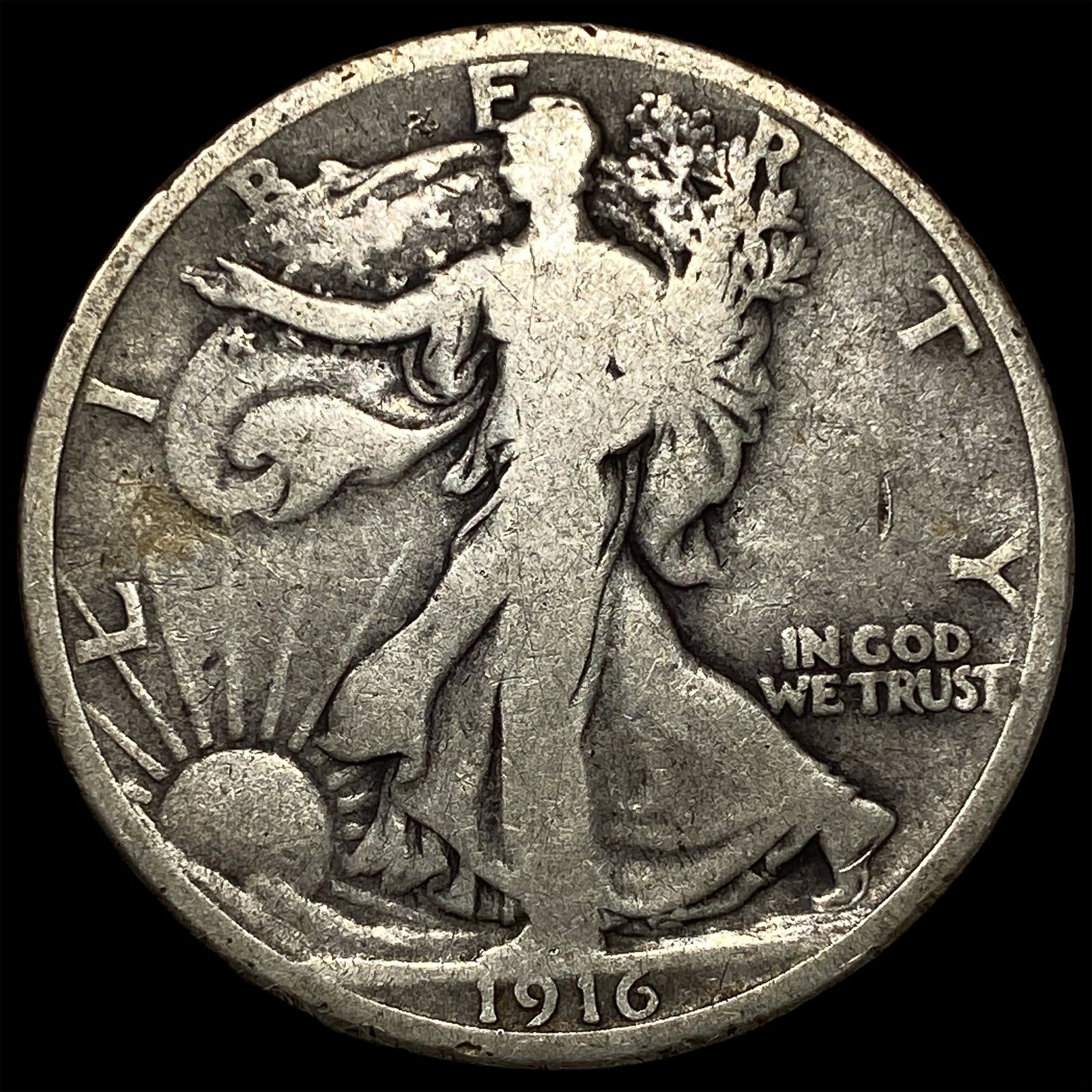 1916 Walking Liberty Half Dollar LIGHTLY CIRCULATED: 1916 Walking Liberty Half Dollar LIGHTLY CIRCULATED