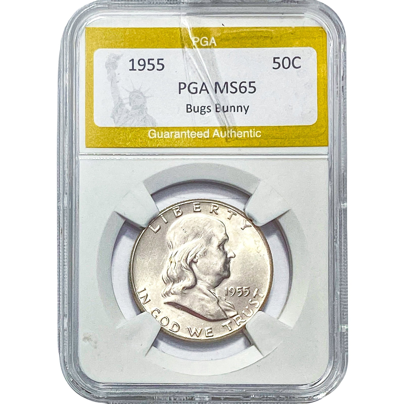1955 Franklin Half Dollar PGA MS65 Bugs Bunny: 1955 Franklin Half Dollar PGA MS65 Bugs Bunny