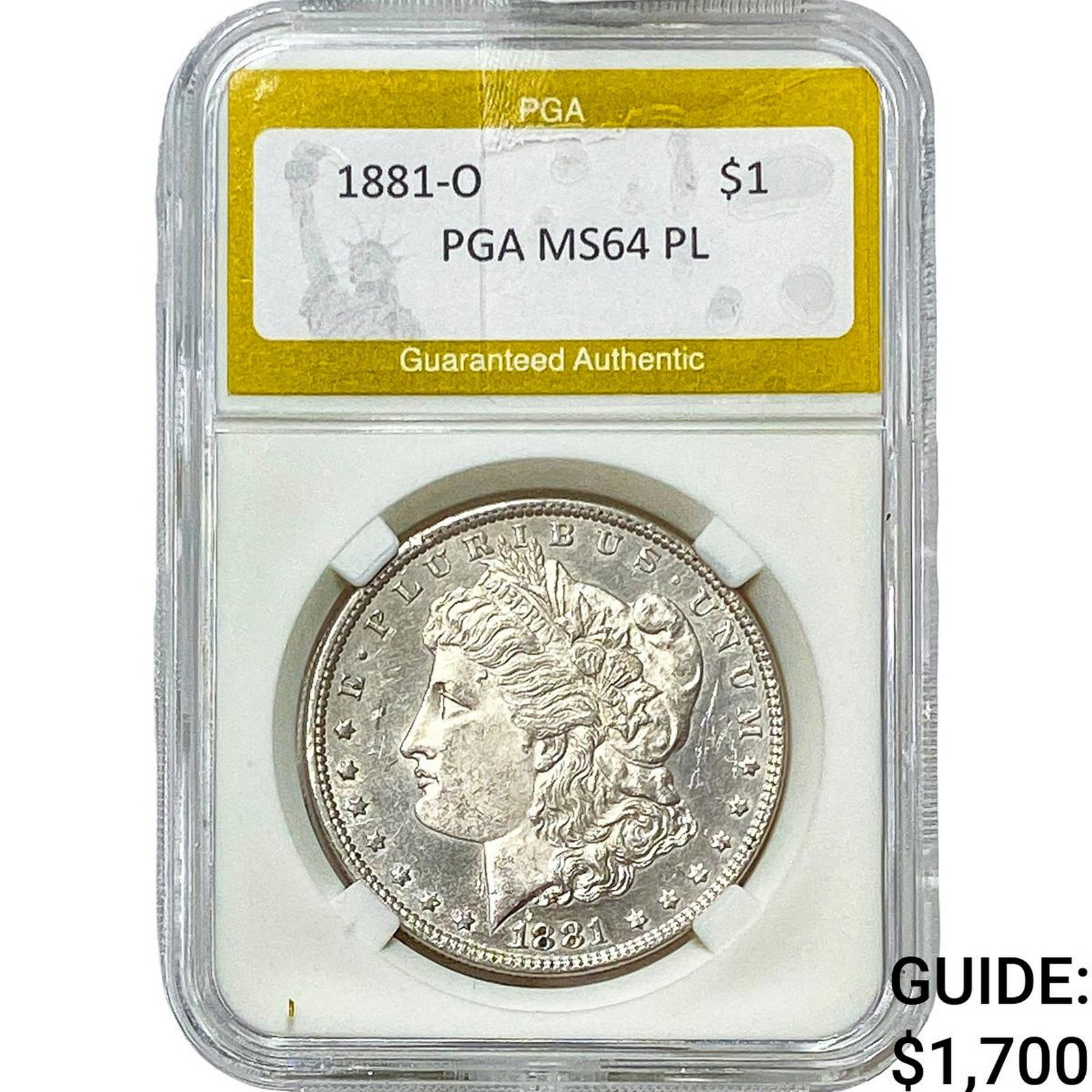 1881-O Morgan Silver Dollar PGA MS64 PL: 1881-O Morgan Silver Dollar PGA MS64 PL