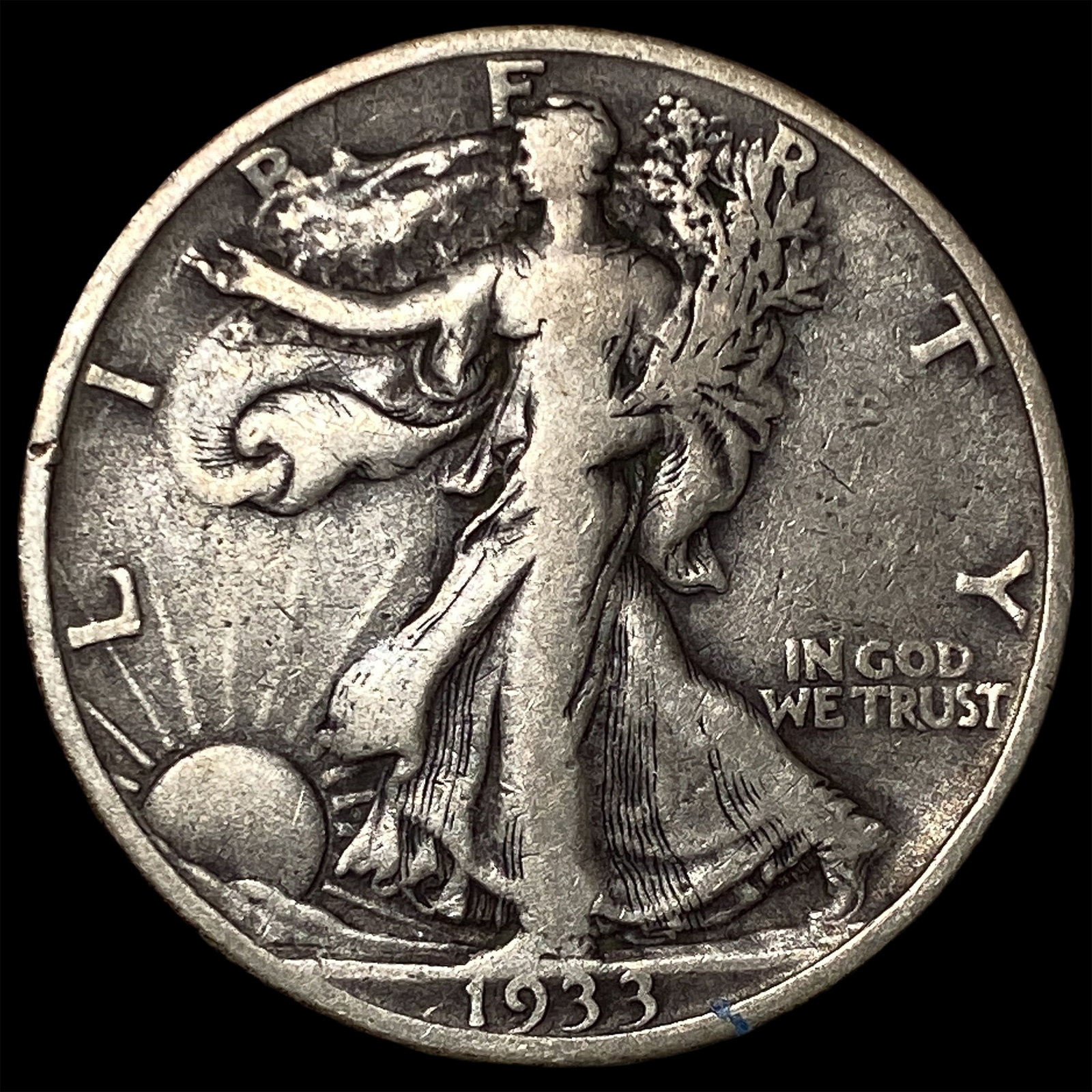 1933-S Silver Walking Liberty Half Dollar NEARLY UNCIRCULATED: 1933-S Silver Walking Liberty Half Dollar NEARLY UNCIRCULATED