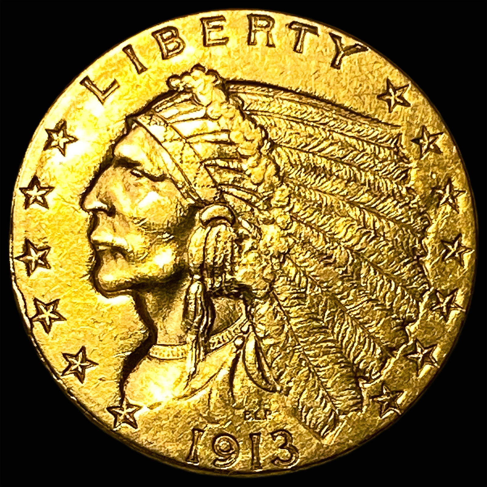 1913 Indian Head $2.50 Gold Quarter Eagle UNCIRCULATED: 1913 Indian Head $2.50 Gold Quarter Eagle UNCIRCULATED