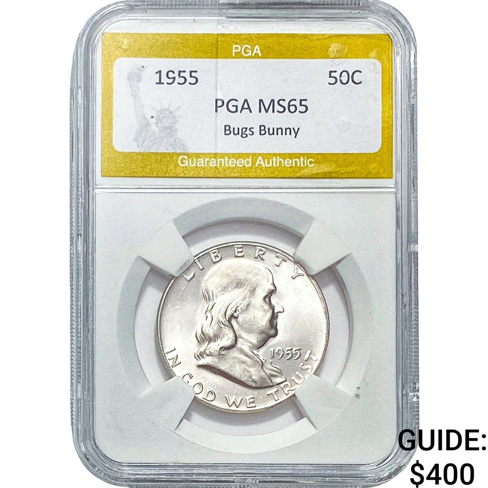 1955 Franklin Half Dollar PGA MS65 Bugs Bunny: 1955 Franklin Half Dollar PGA MS65 Bugs Bunny