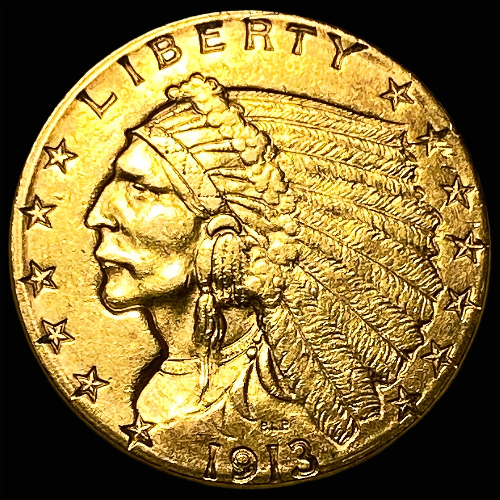 1913 Indian Head Gold $2.50 Quarter Eagle CHOICE AU: 1913 Indian Head Gold $2.50 Quarter Eagle CHOICE AU