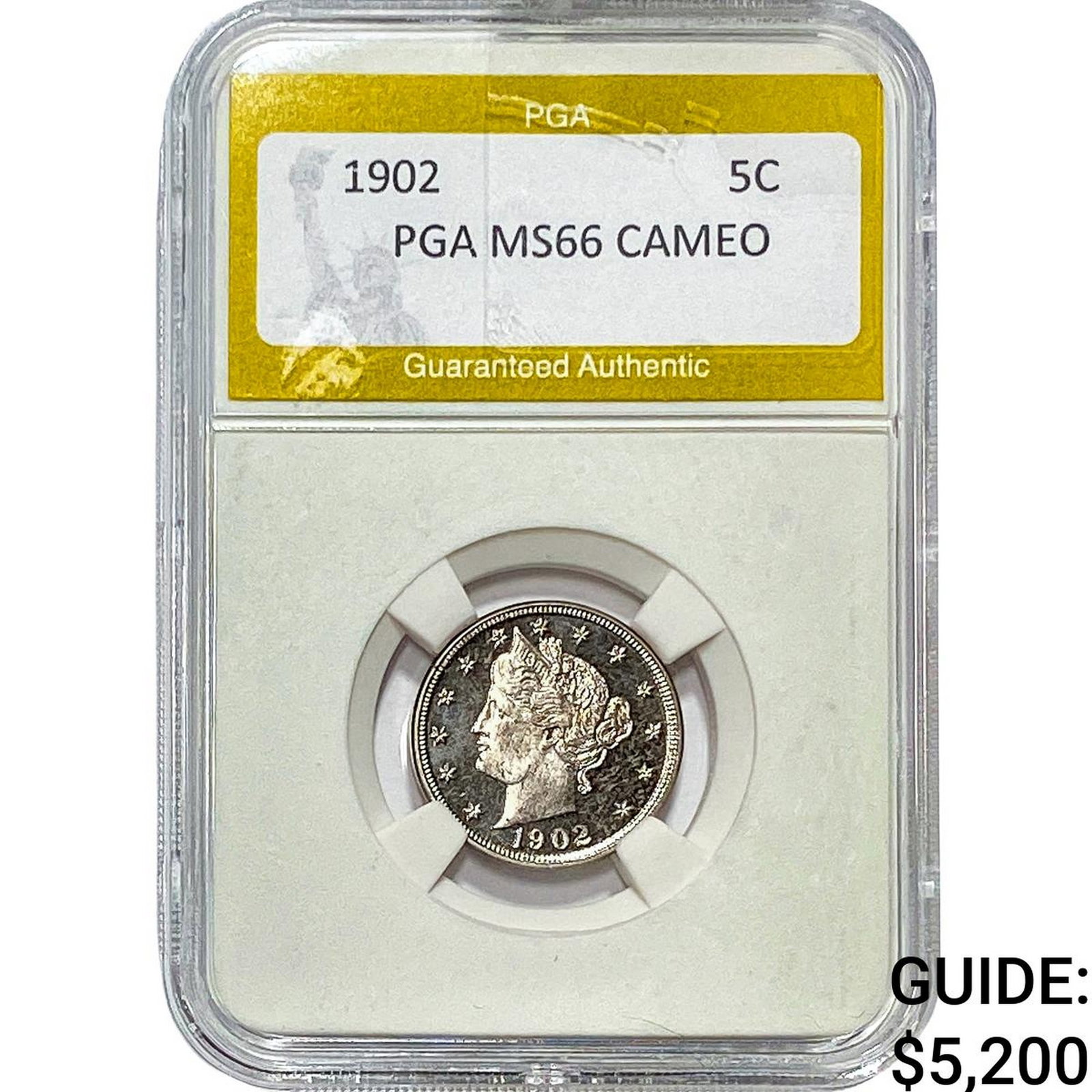 1902 Liberty Victory Nickel PGA MS66 Cameo: 1902 Liberty Victory Nickel PGA MS66 Cameo