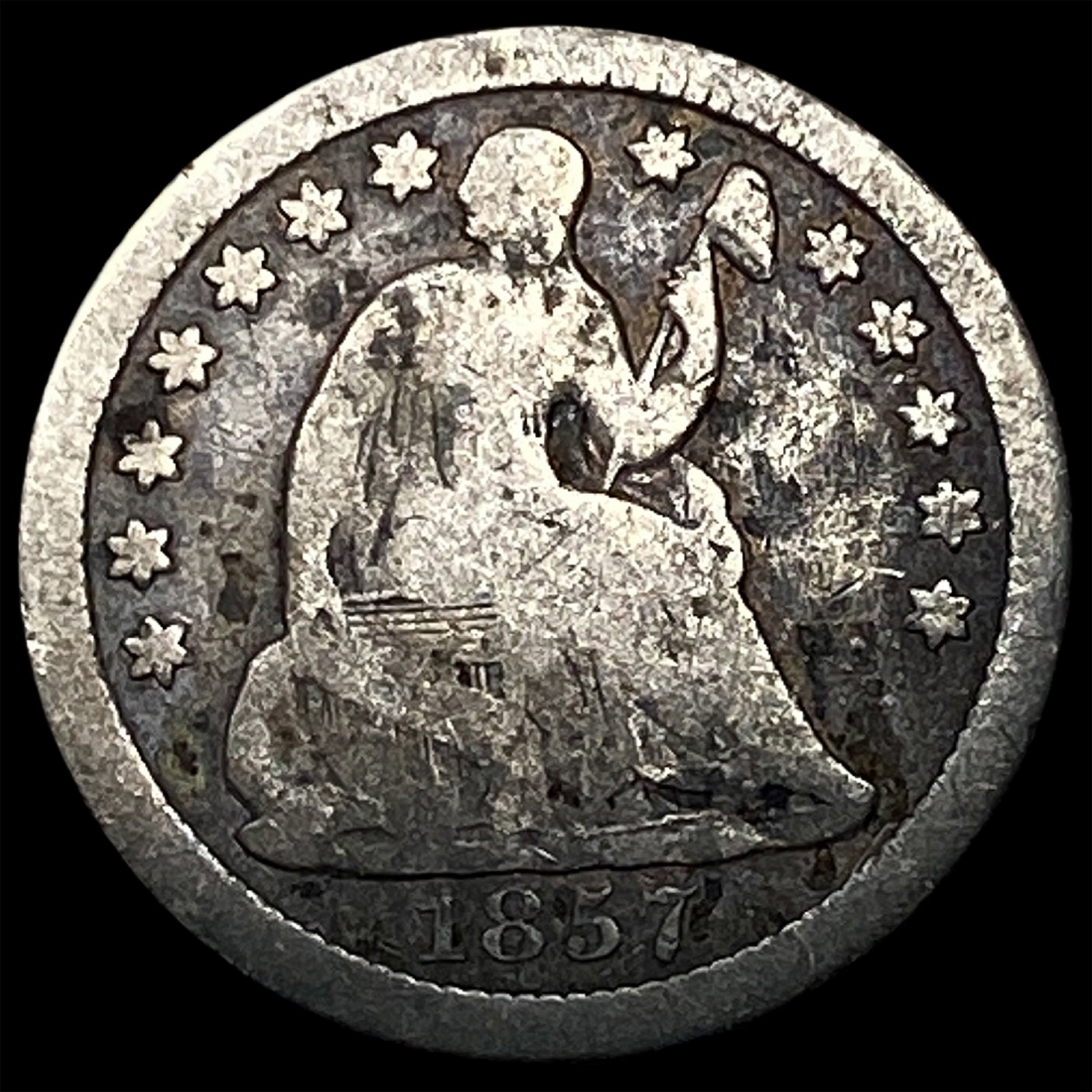 1857 Seated Liberty Half Dime LIGHTLY CIRCULATED: 1857 Seated Liberty Half Dime LIGHTLY CIRCULATED