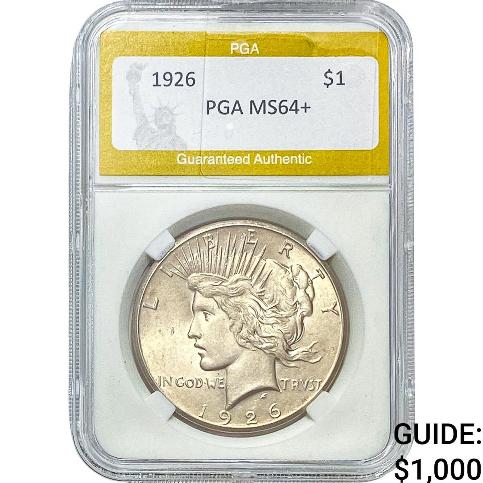 1926 Silver Peace Dollar PGA MS64+: 1926 Silver Peace Dollar PGA MS64+